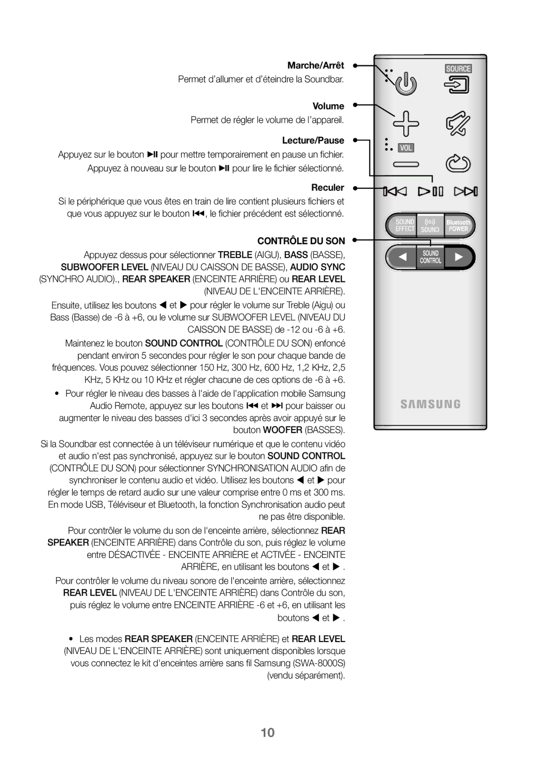 Samsung HW-K450/EN, HW-J450/EN, HW-J450/ZF, HW-K450/ZF manual Marche/Arrêt, Permet d’allumer et d’éteindre la Soundbar 