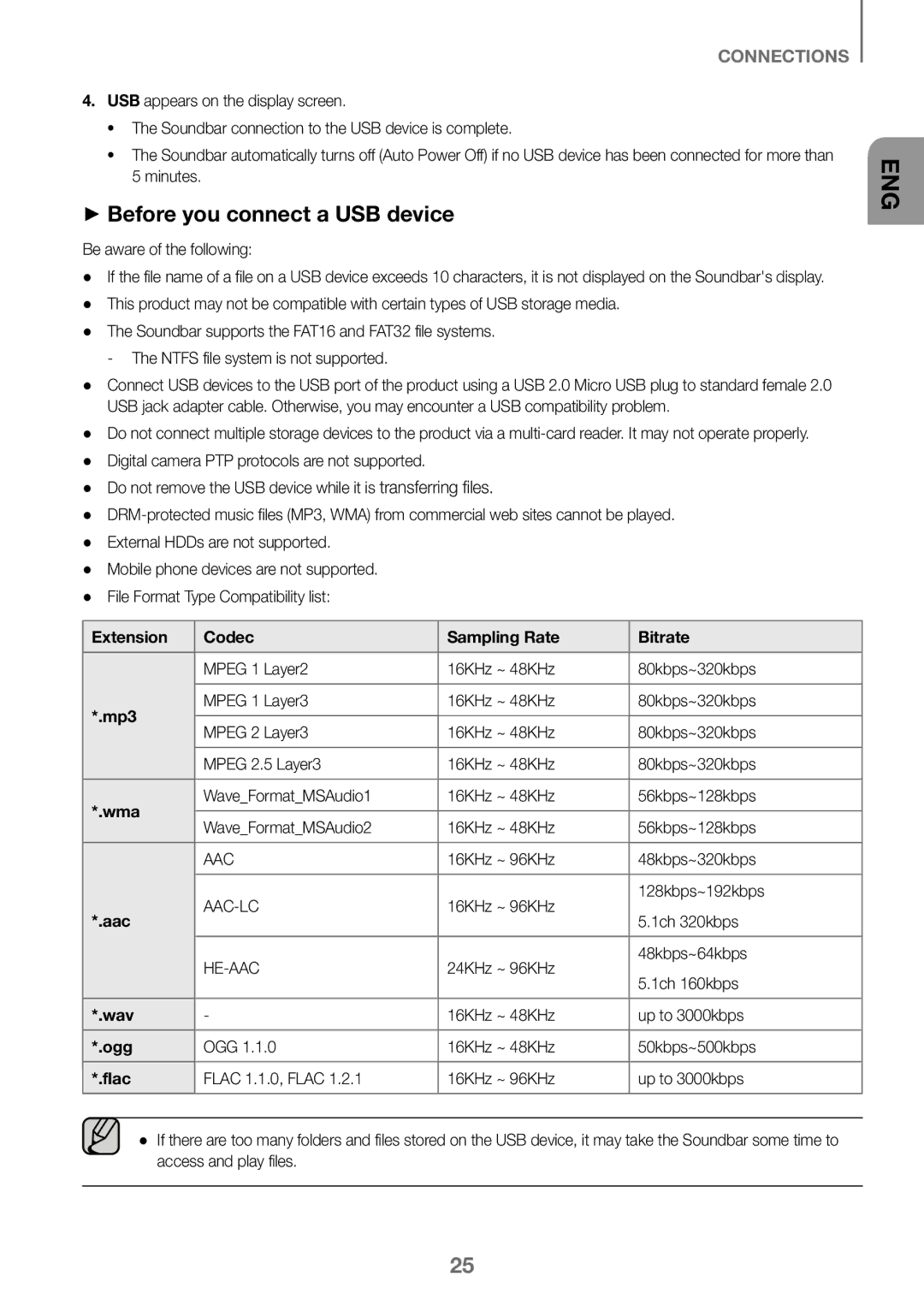 Samsung HW-J450/EN, HW-K450/EN, HW-J450/ZF, HW-K450/ZF manual ++Before you connect a USB device 