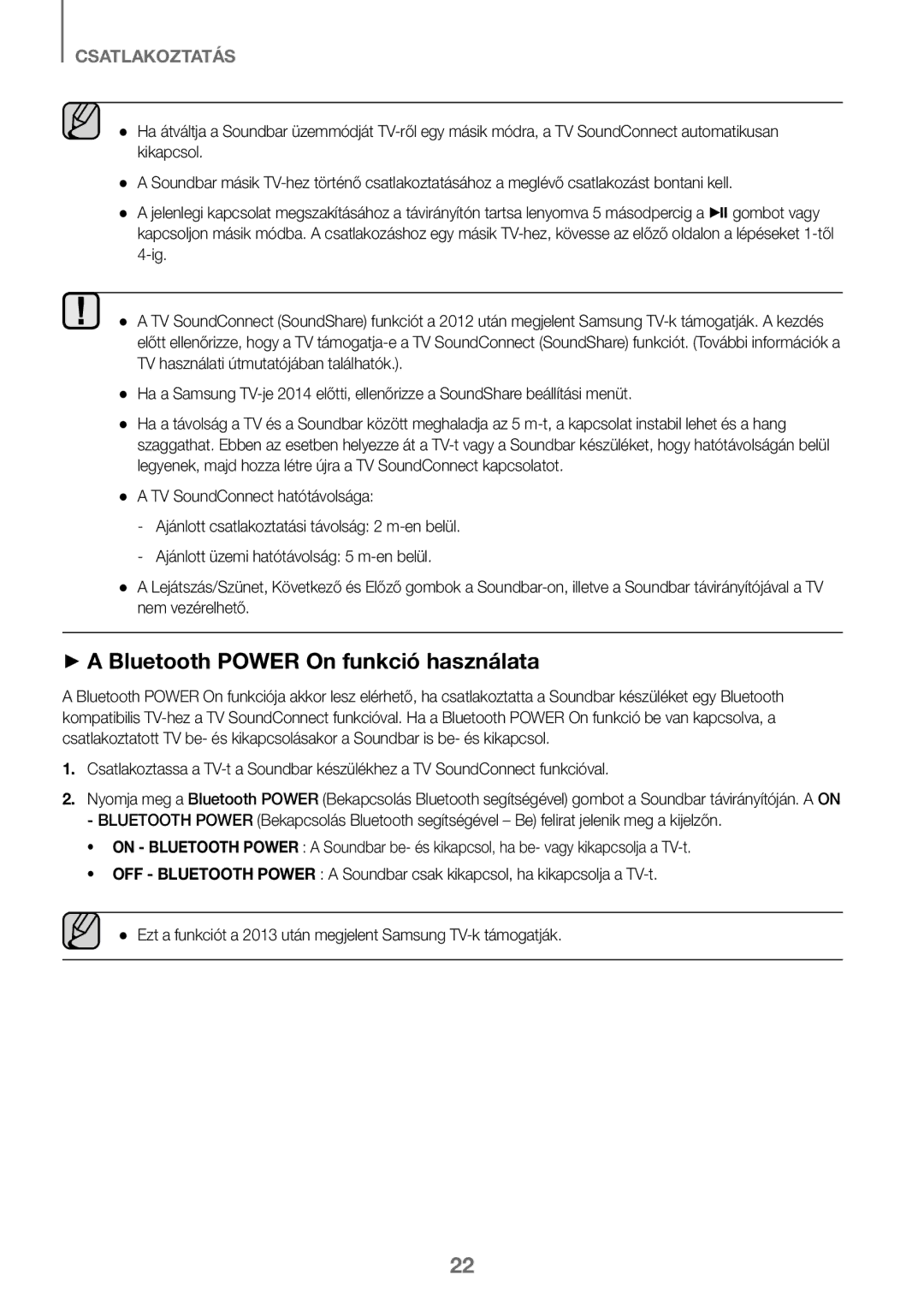 Samsung HW-J450/ZF, HW-K450/EN, HW-J450/EN, HW-K450/ZF manual ++A Bluetooth Power On funkció használata 