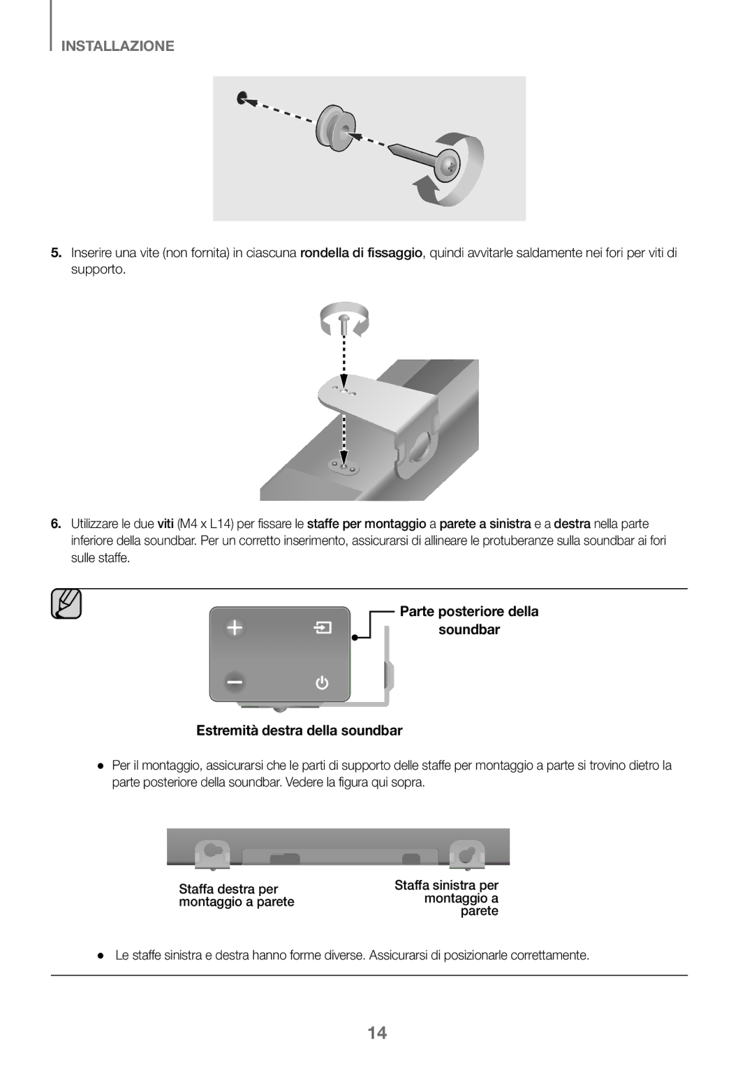 Samsung HW-K450/ZF, HW-K450/EN, HW-J450/EN, HW-J450/ZF manual Staffa sinistra per 