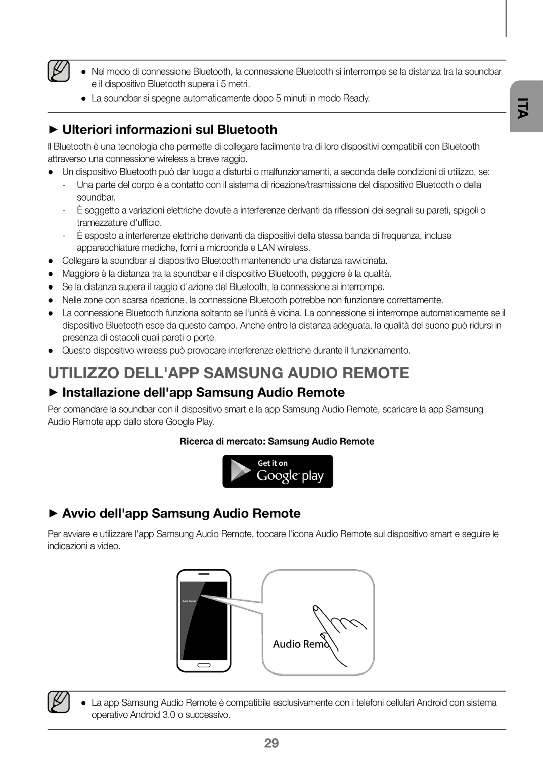 Samsung HW-J450/ZF, HW-K450/EN, HW-J450/EN ++Ulteriori informazioni sul Bluetooth, ++Avvio dellapp Samsung Audio Remote 