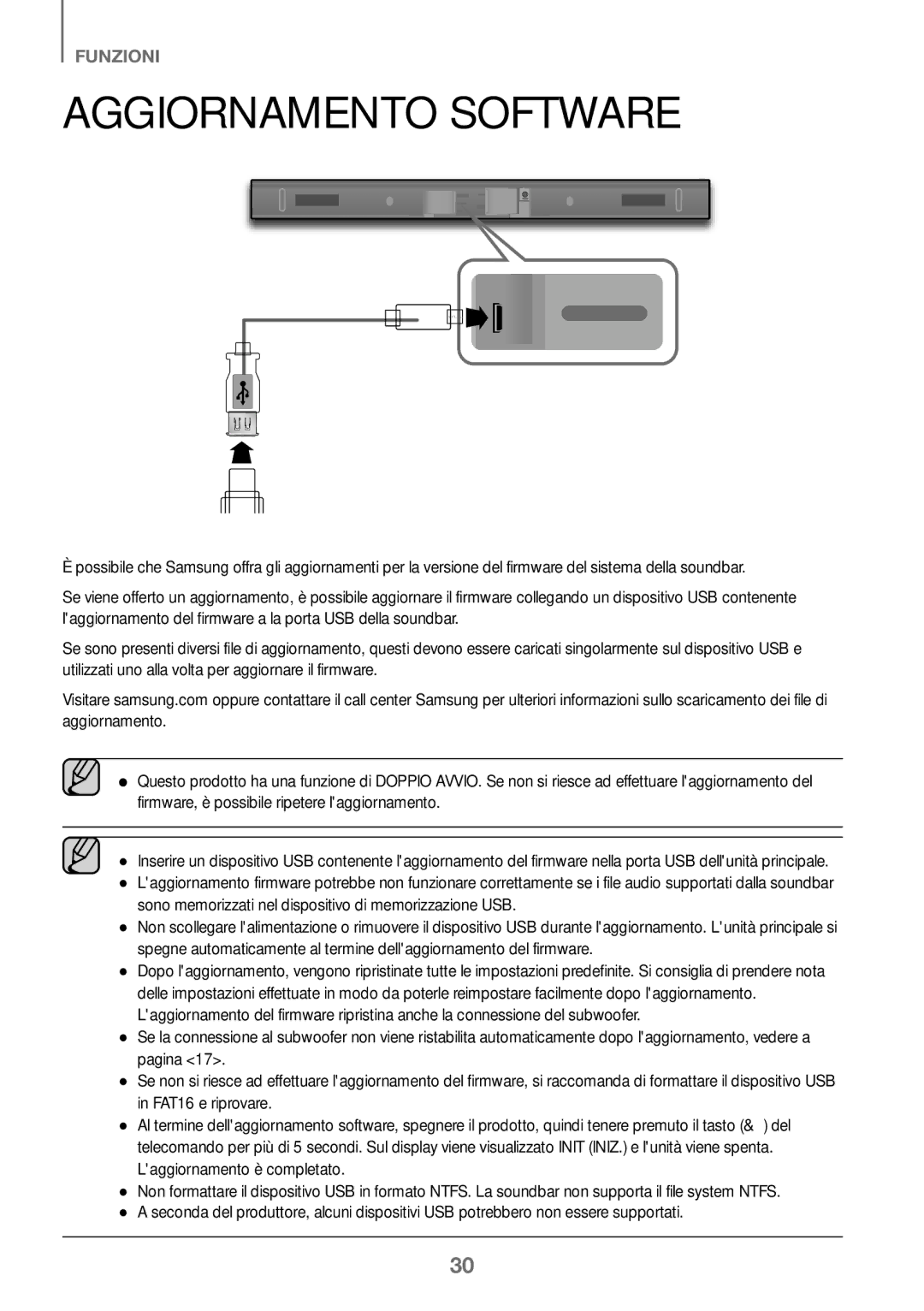 Samsung HW-K450/ZF, HW-K450/EN, HW-J450/EN, HW-J450/ZF manual Aggiornamento Software 