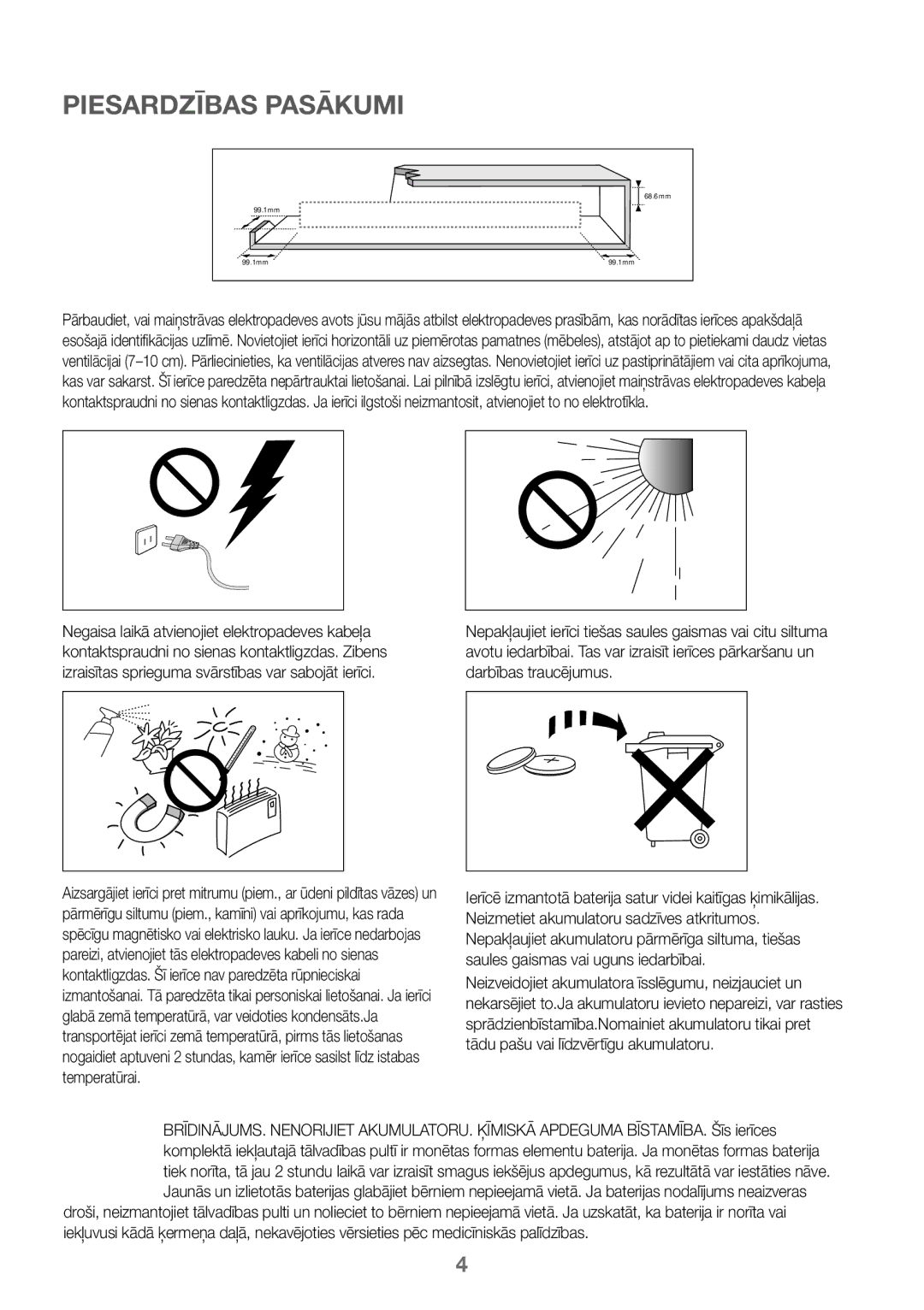 Samsung HW-J450/ZF, HW-K450/EN, HW-J450/EN, HW-K450/ZF manual Piesardzības Pasākumi 