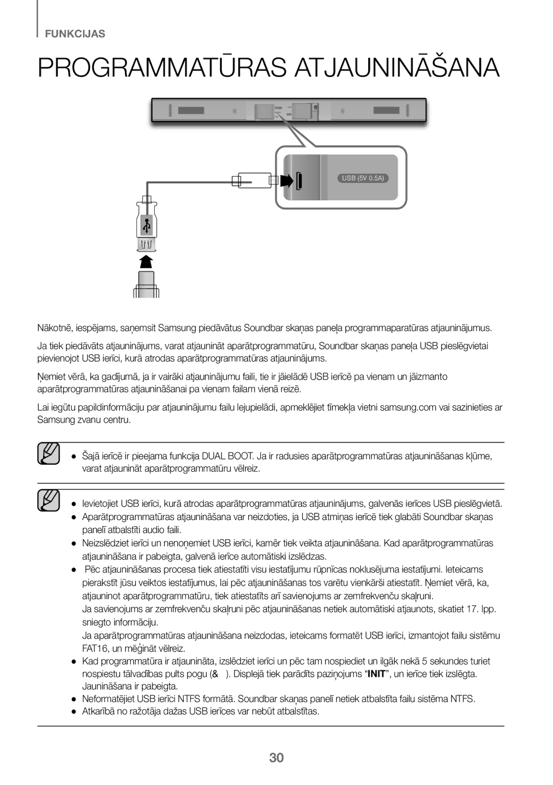 Samsung HW-K450/EN, HW-J450/EN, HW-J450/ZF, HW-K450/ZF manual Programmatūras Atjaunināšana 