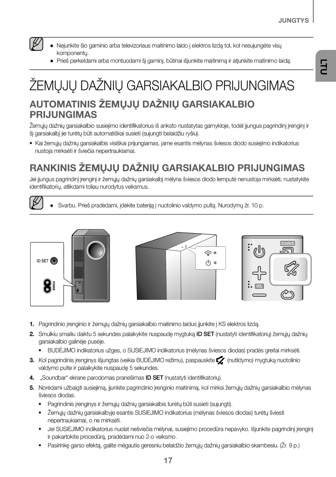 Samsung HW-K450/EN Automatinis Žemųjų Dažnių Garsiakalbio Prijungimas, Rankinis Žemųjų Dažnių Garsiakalbio Prijungimas 