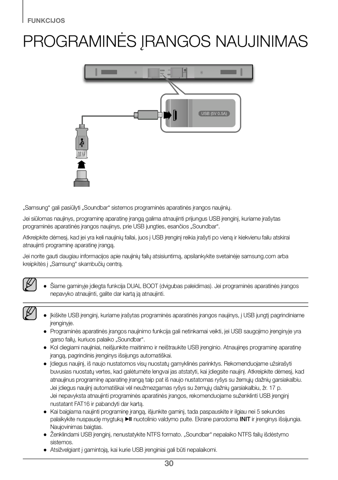 Samsung HW-J450/EN, HW-K450/EN, HW-J450/ZF, HW-K450/ZF manual Programinės Įrangos Naujinimas 