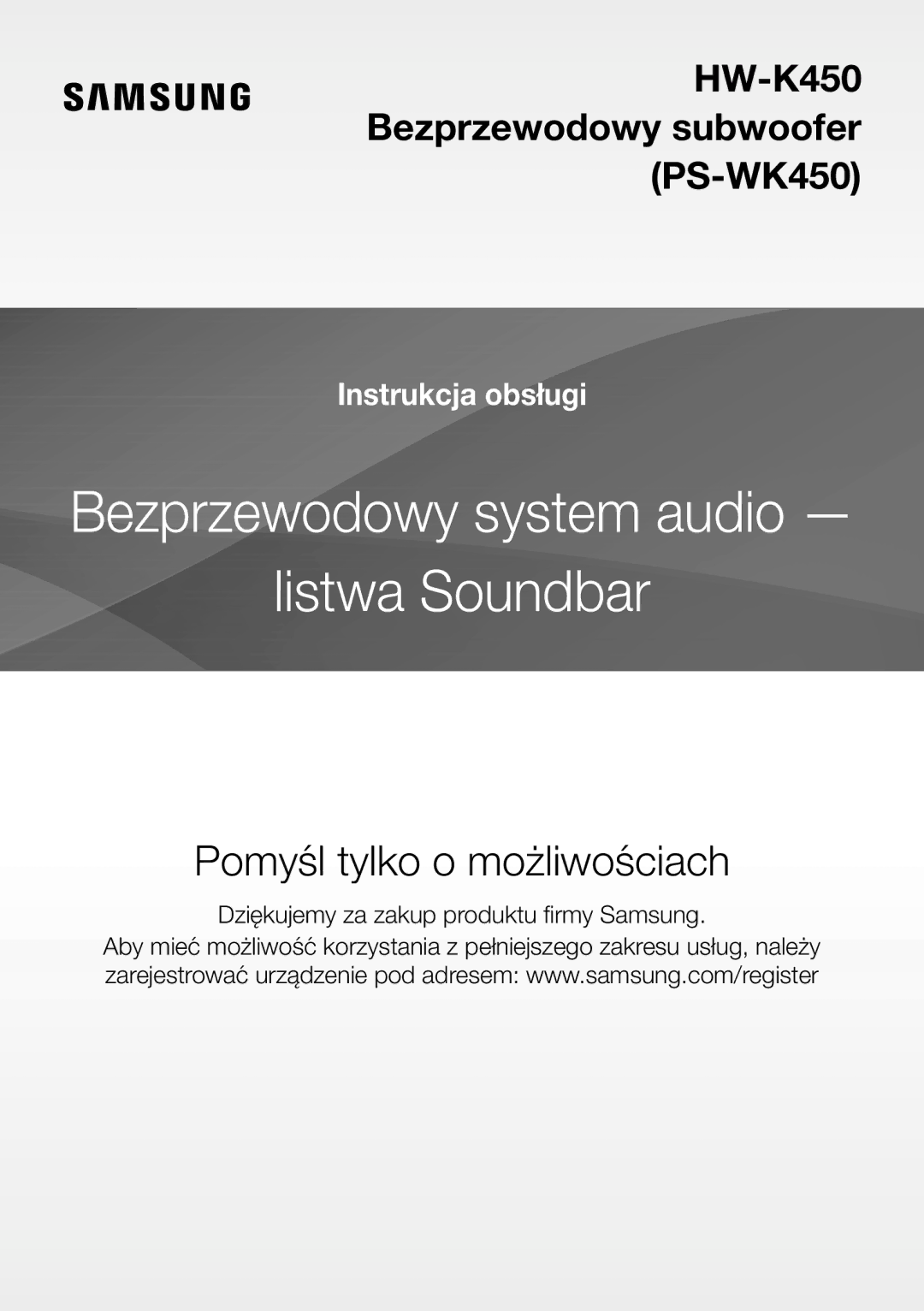 Samsung HW-J450/EN, HW-K450/EN, HW-J450/ZF, HW-K450/ZF manual Bezprzewodowy system audio Listwa Soundbar 