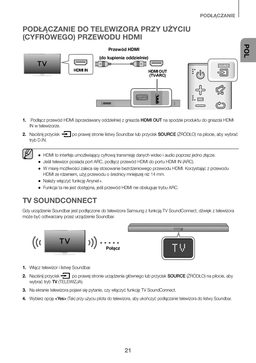 Samsung HW-J450/EN, HW-K450/EN, HW-J450/ZF, HW-K450/ZF manual Tryb D.IN, Połącz 