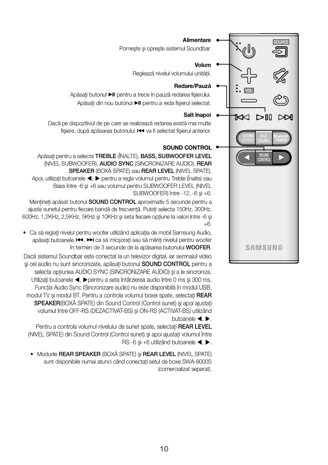 Samsung HW-K450/ZF, HW-K450/EN, HW-J450/EN, HW-J450/ZF manual Alimentare, Porneşte şi opreşte sistemul Soundbar 