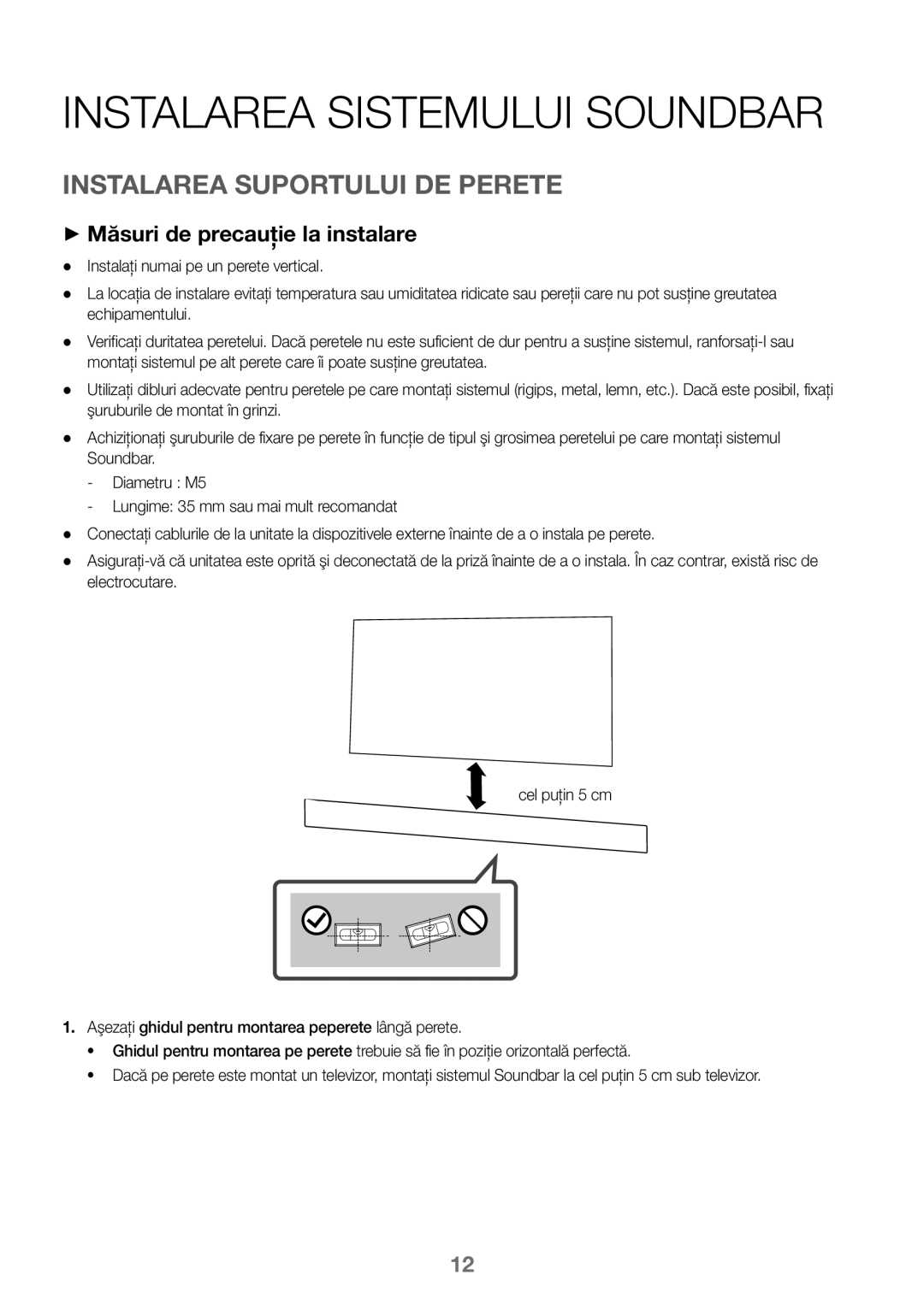 Samsung HW-J450/EN, HW-K450/EN, HW-J450/ZF, HW-K450/ZF manual Instalarea Sistemului Soundbar 