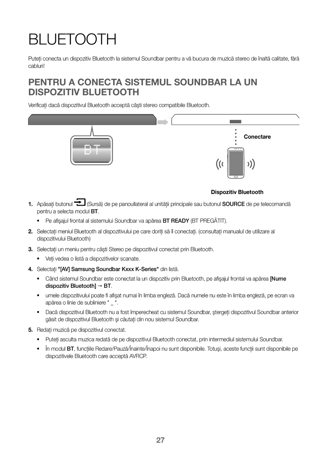 Samsung HW-K450/EN, HW-J450/EN, HW-J450/ZF, HW-K450/ZF manual Conectare Dispozitiv Bluetooth 