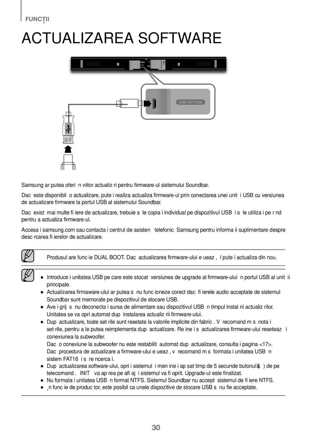 Samsung HW-K450/ZF, HW-K450/EN, HW-J450/EN, HW-J450/ZF manual Actualizarea Software 