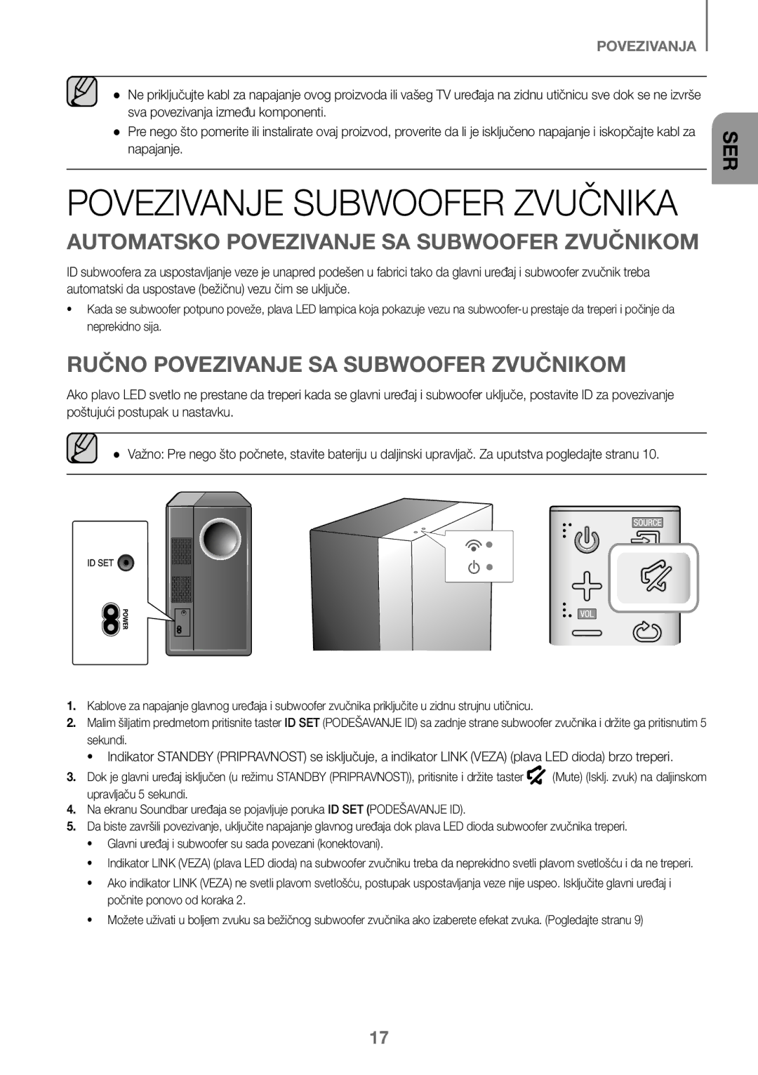 Samsung HW-K450/ZF, HW-K450/EN Automatsko Povezivanje SA Subwoofer Zvučnikom, Ručno Povezivanje SA Subwoofer Zvučnikom 