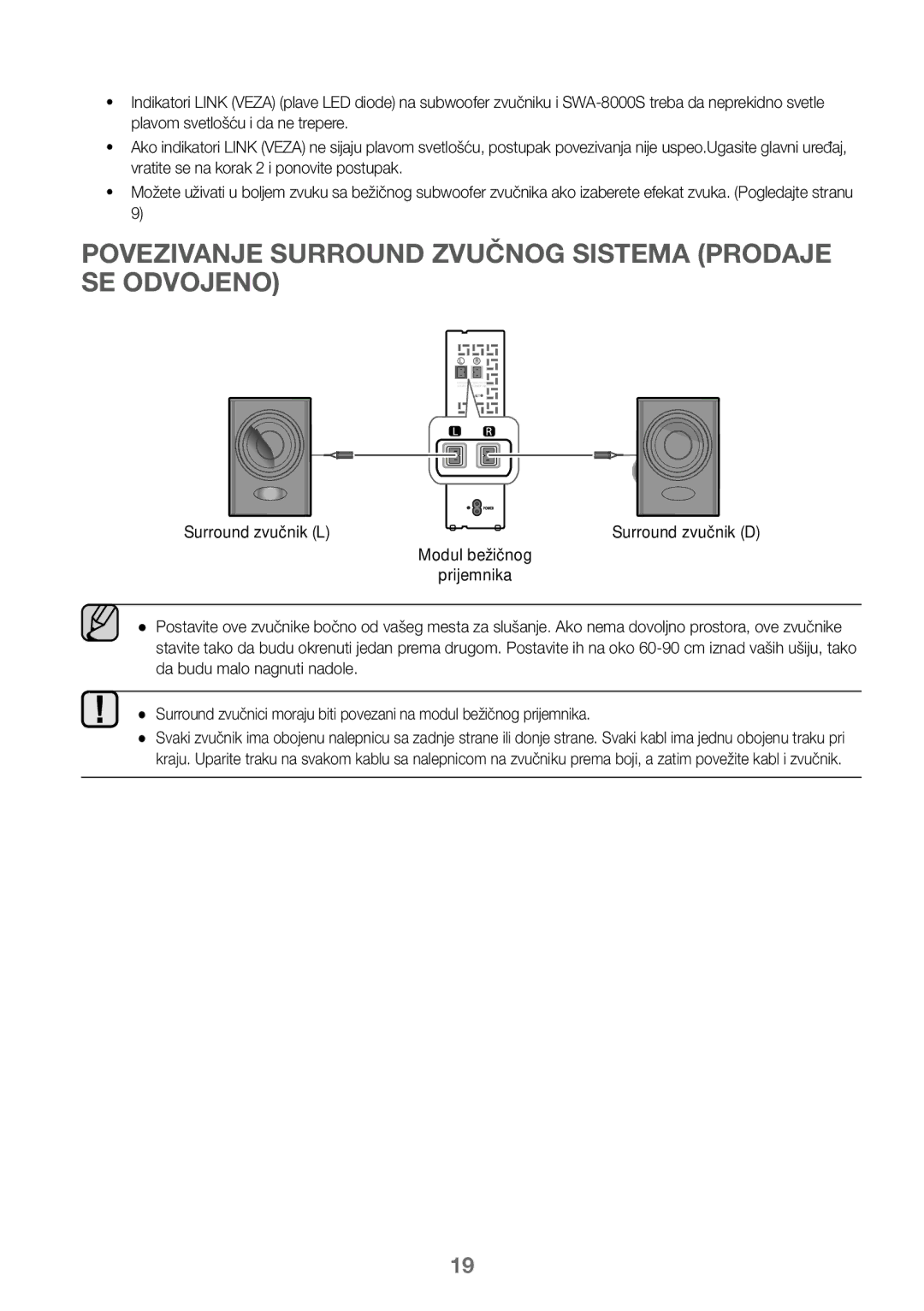 Samsung HW-J450/EN, HW-K450/EN, HW-J450/ZF Povezivanje Surround Zvučnog Sistema Prodaje SE Odvojeno, Surround zvučnik L 