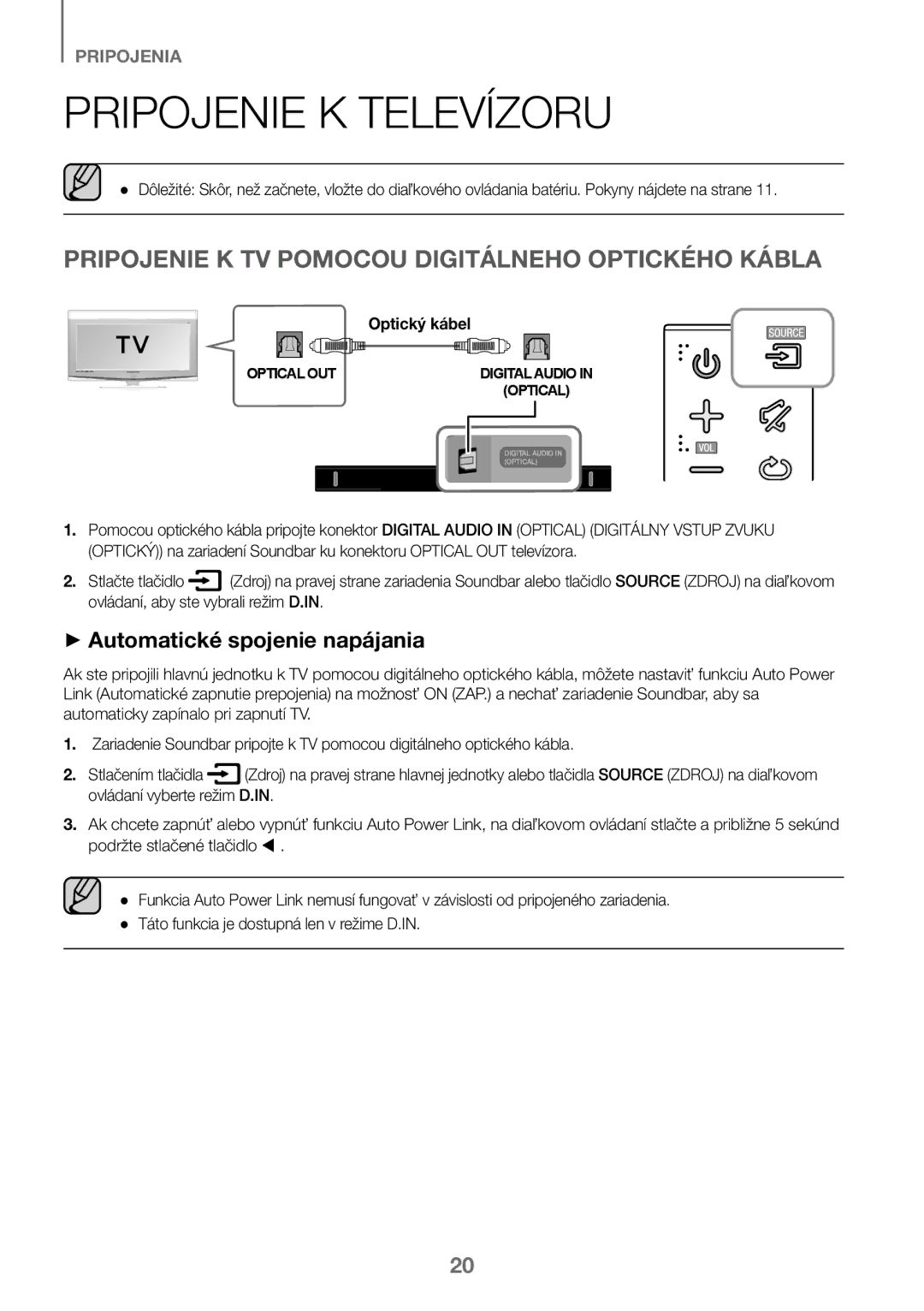 Samsung HW-K450/ZF, HW-K450/EN, HW-J450/EN, HW-J450/ZF manual Pripojenie K Televízoru, ++Automatické spojenie napájania 