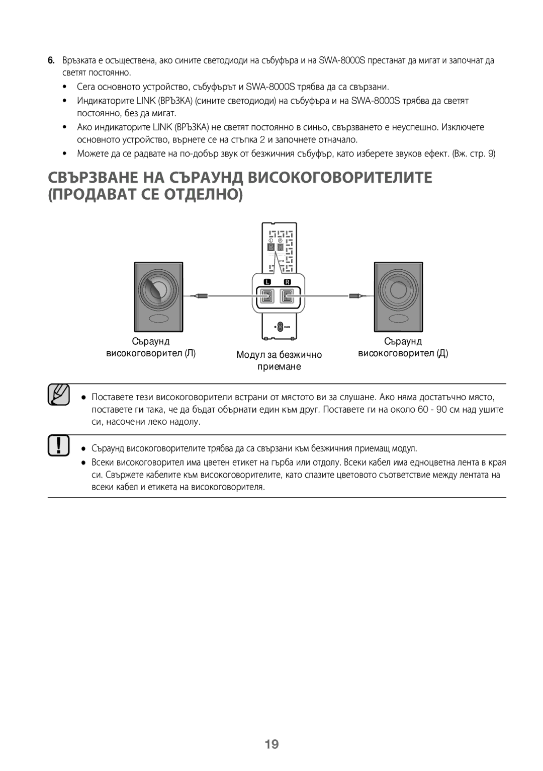 Samsung HW-K450/EN, HW-J450/EN, HW-J450/ZF, HW-K450/ZF manual Свързване НА Съраунд Високоговорителите Продават СЕ Отделно 