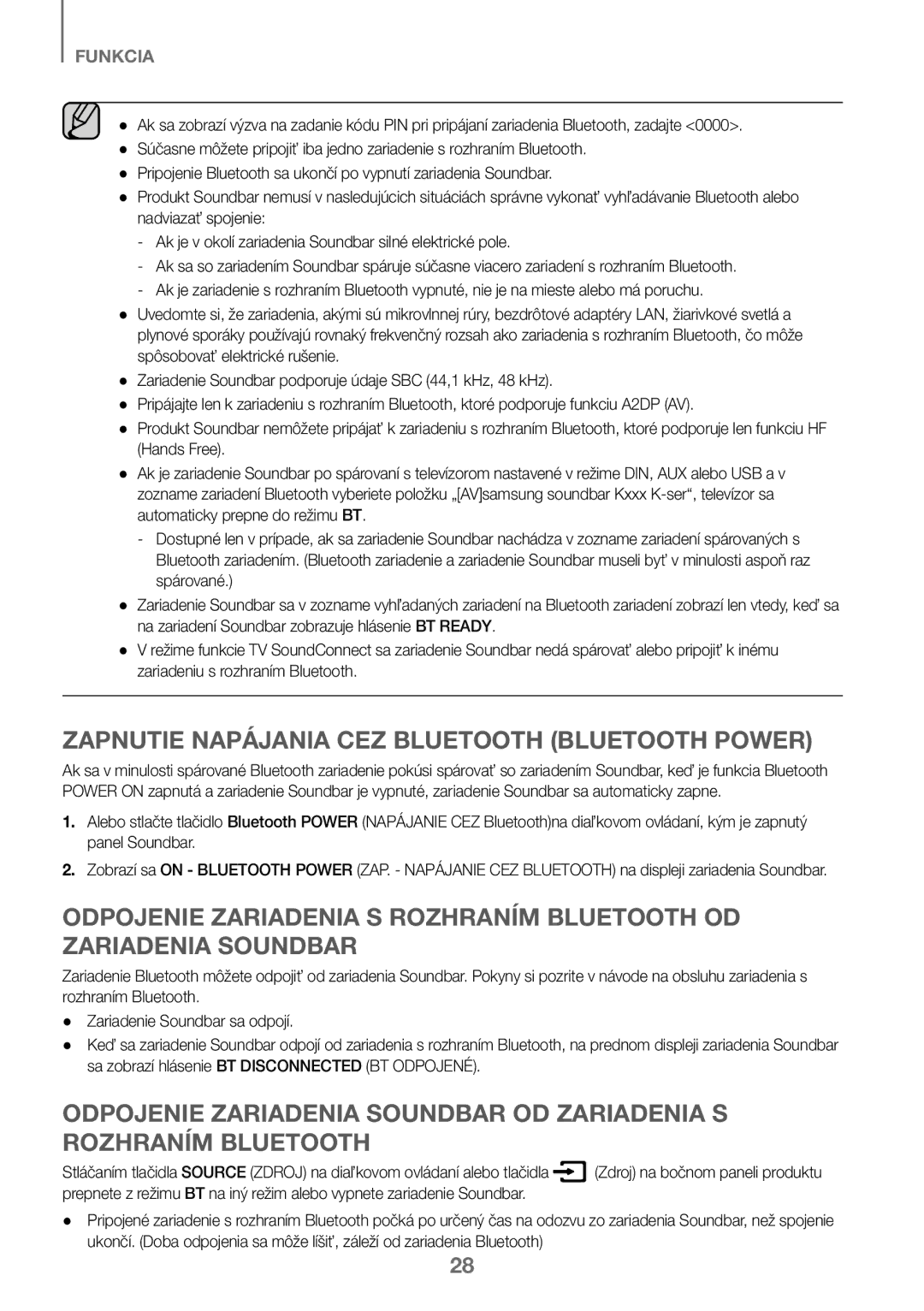 Samsung HW-K450/ZF, HW-K450/EN, HW-J450/EN, HW-J450/ZF manual Zapnutie Napájania CEZ Bluetooth Bluetooth Power 