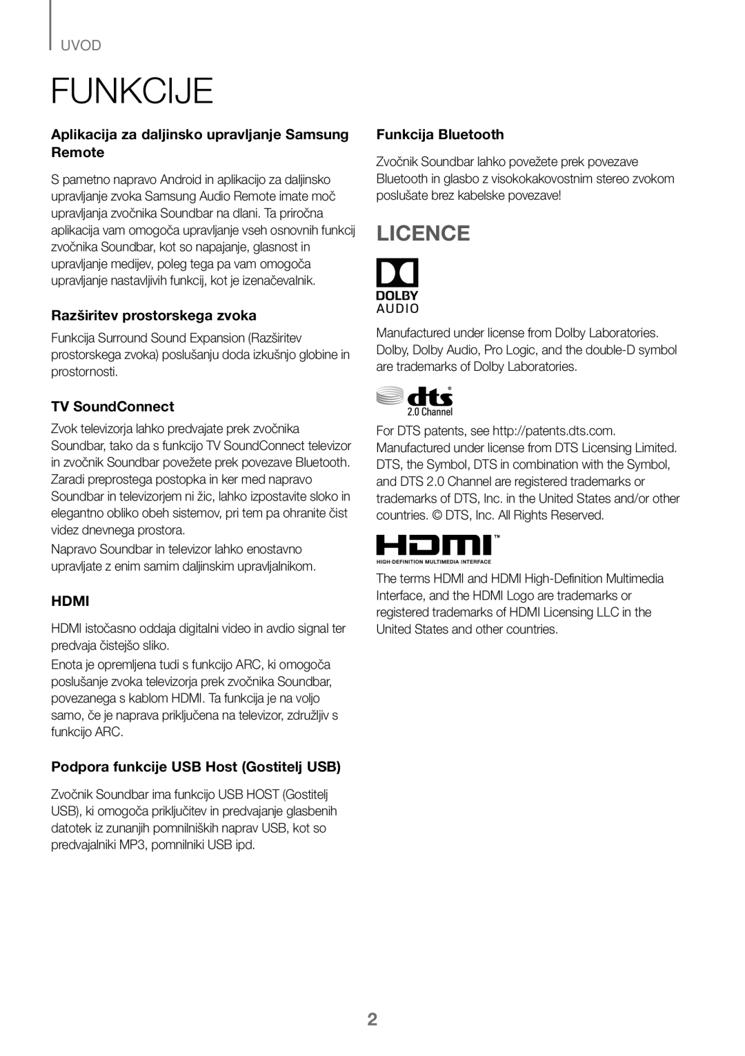 Samsung HW-J450/ZF, HW-K450/EN Funkcije, Aplikacija za daljinsko upravljanje Samsung Remote, Razširitev prostorskega zvoka 