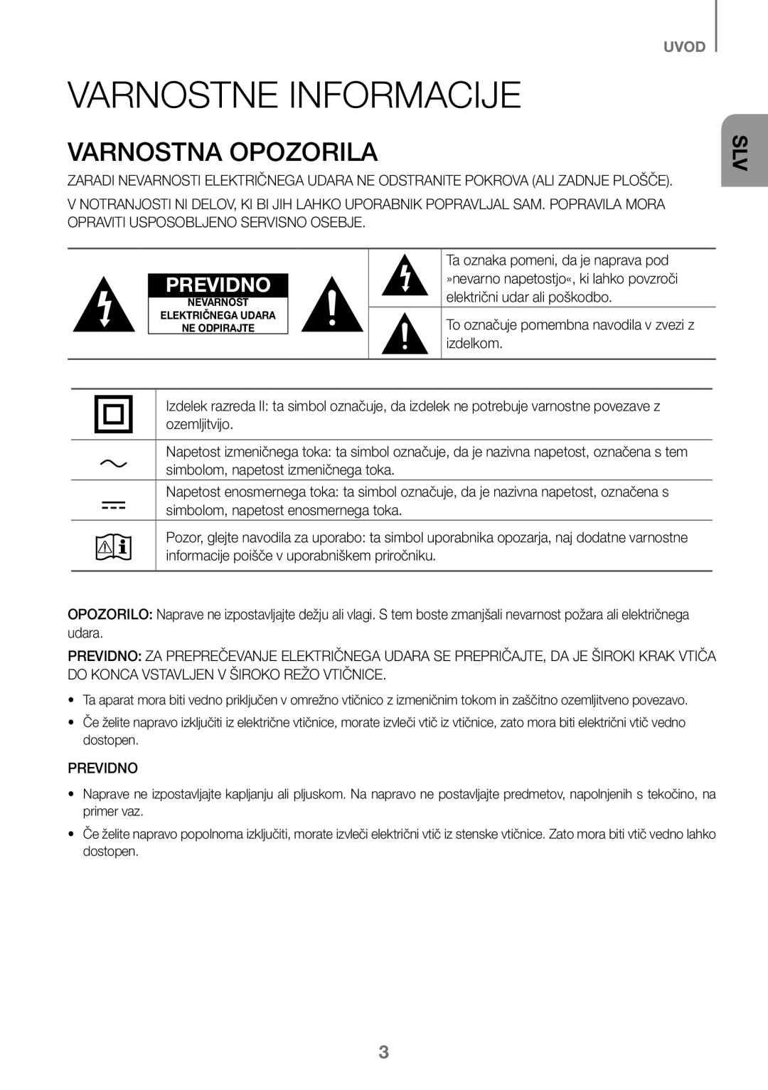 Samsung HW-K450/ZF Varnostne Informacije, Ta oznaka pomeni, da je naprava pod, Električni udar ali poškodbo, Izdelkom 