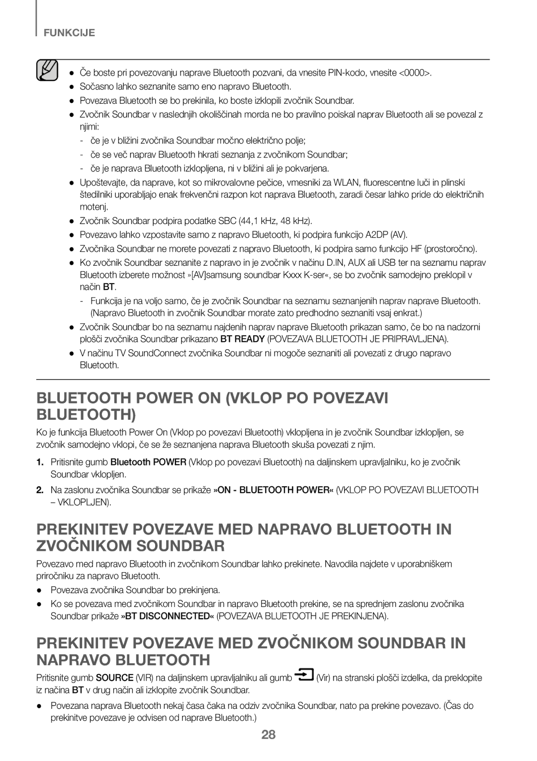 Samsung HW-K450/EN, HW-J450/EN, HW-J450/ZF, HW-K450/ZF manual Bluetooth Power on Vklop PO Povezavi Bluetooth, Način BT 