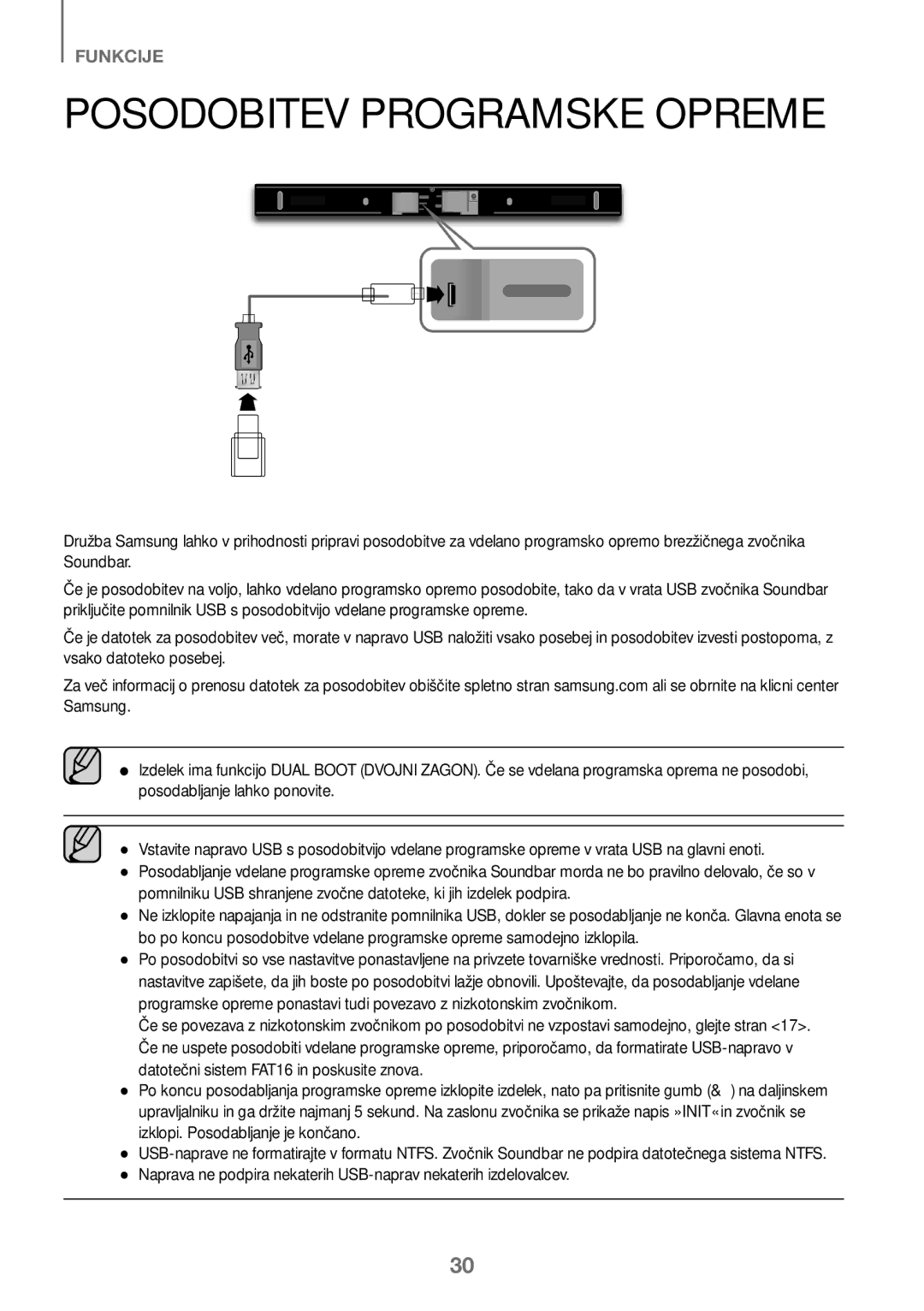 Samsung HW-J450/ZF, HW-K450/EN, HW-J450/EN, HW-K450/ZF manual Posodobitev Programske Opreme 