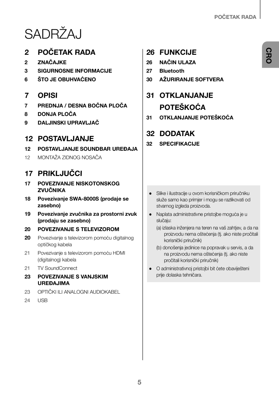 Samsung HW-K450/ZF, HW-K450/EN, HW-J450/EN, HW-J450/ZF manual Sadržaj, Priključci 