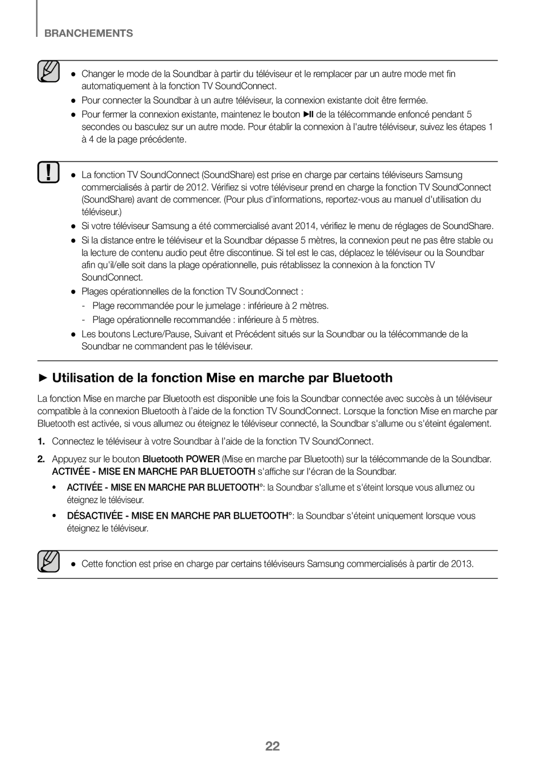 Samsung HW-J450/EN, HW-K450/EN, HW-J450/ZF, HW-K450/ZF manual ++Utilisation de la fonction Mise en marche par Bluetooth 