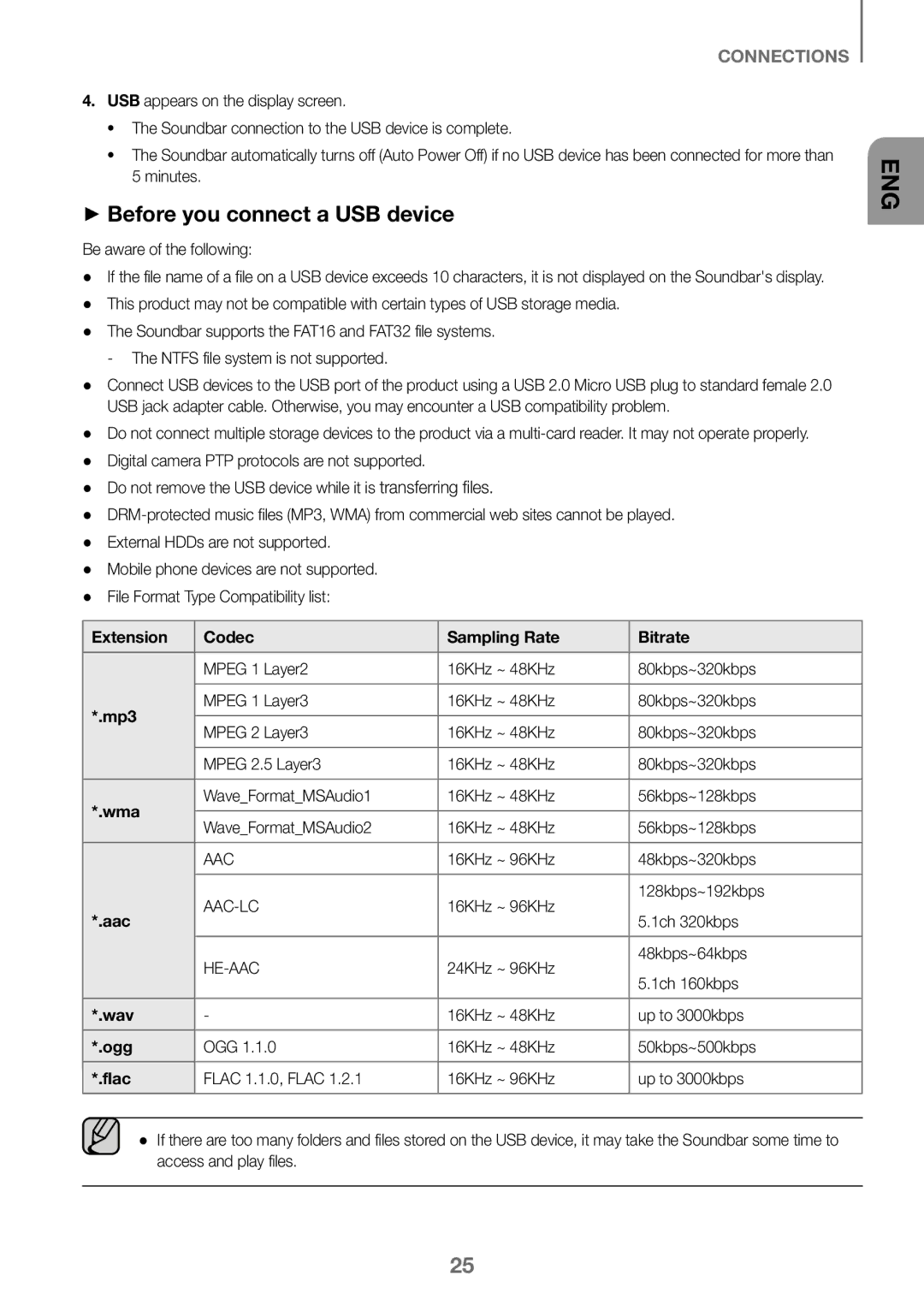 Samsung HW-J450/EN, HW-K450/EN, HW-J450/ZF, HW-K450/ZF manual ++Before you connect a USB device 