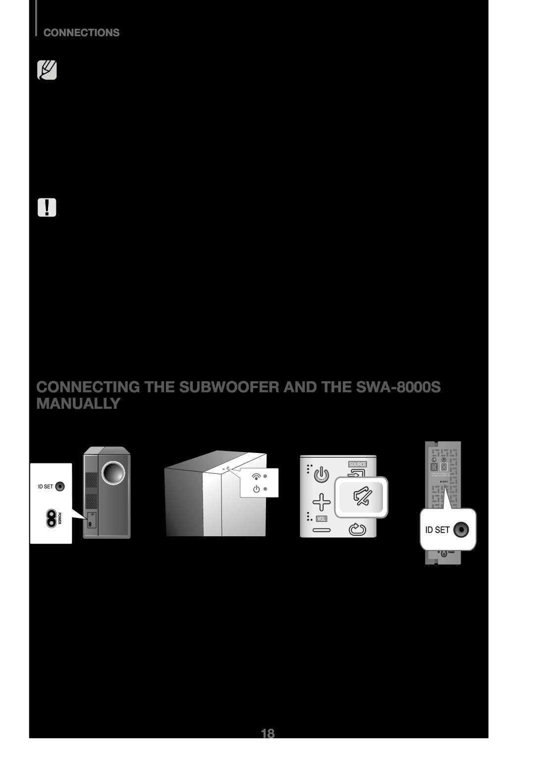 Samsung HW-J450/ZF, HW-K450/EN, HW-J450/EN manual CONNECTING THE SUBWOOFER AND THE SWA-8000S SOLD SEPARATELY, Connections 