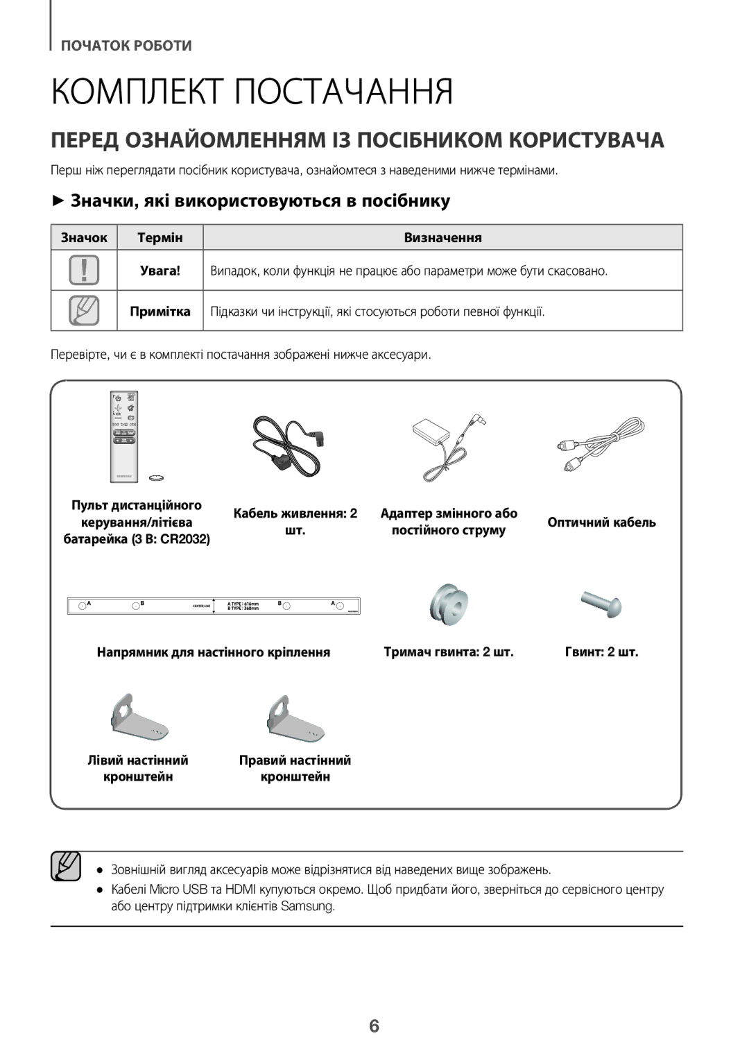 Samsung HW-K450/RU manual Комплект Постачання, Перед Ознайомленням ІЗ Посібником Користувача, Значок Термін Визначення 