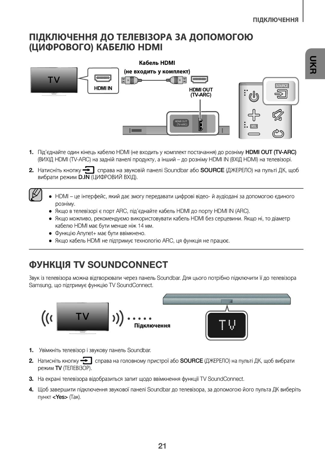 Samsung HW-K450/RU manual Функція TV Soundconnect, Підключення 