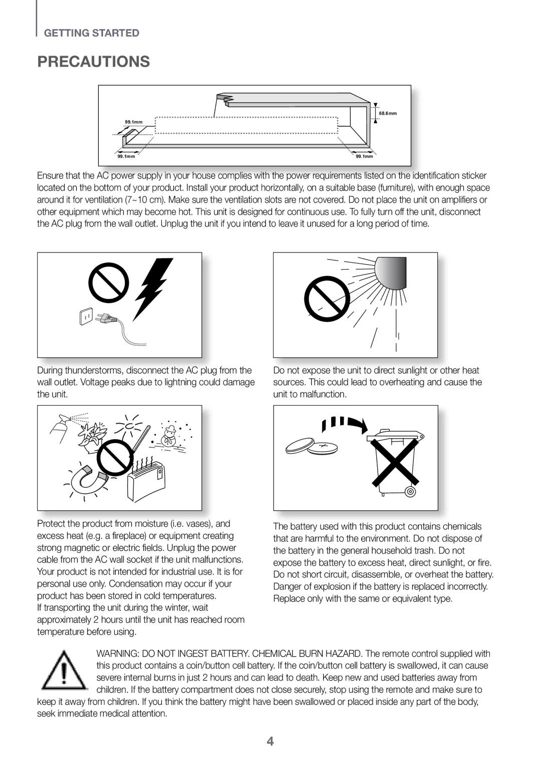 Samsung HW-K450/SQ manual Precautions 