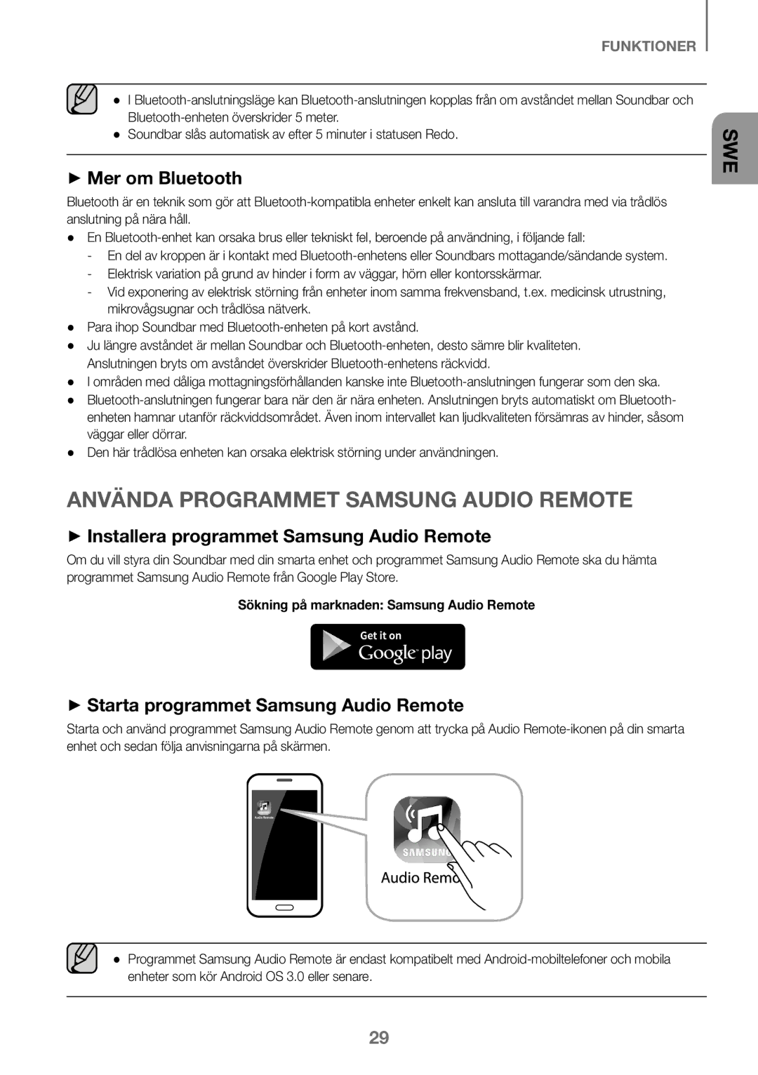 Samsung HW-K460/XE manual ++Starta programmet Samsung Audio Remote, Sökning på marknaden Samsung Audio Remote 