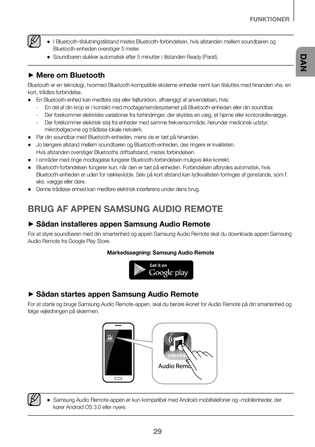 Samsung HW-K460/XE ++Mere om Bluetooth, ++Sådan startes appen Samsung Audio Remote, Markedssøgning Samsung Audio Remote 