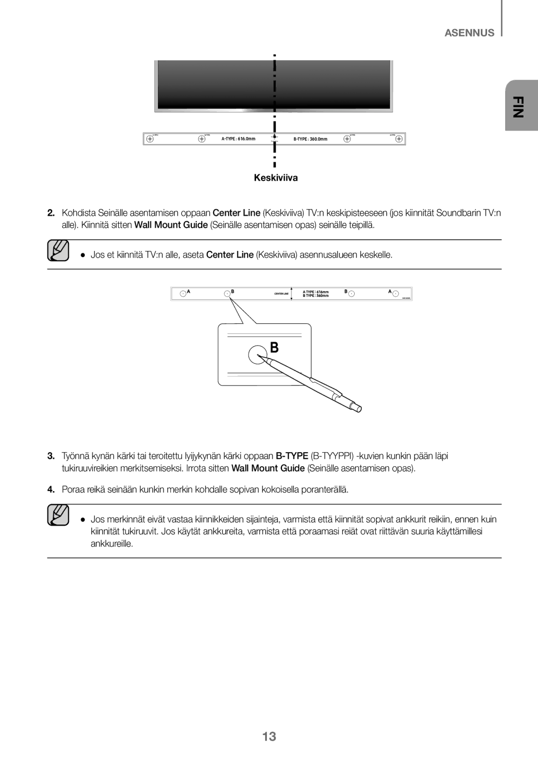 Samsung HW-K460/XE manual Keskiviiva 