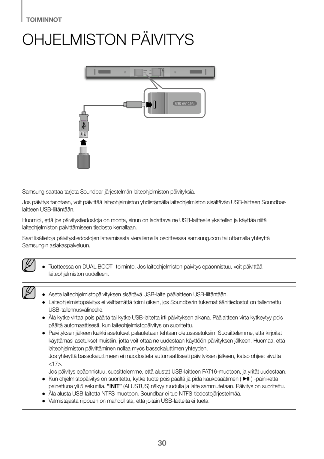 Samsung HW-K460/XE manual Ohjelmiston Päivitys 