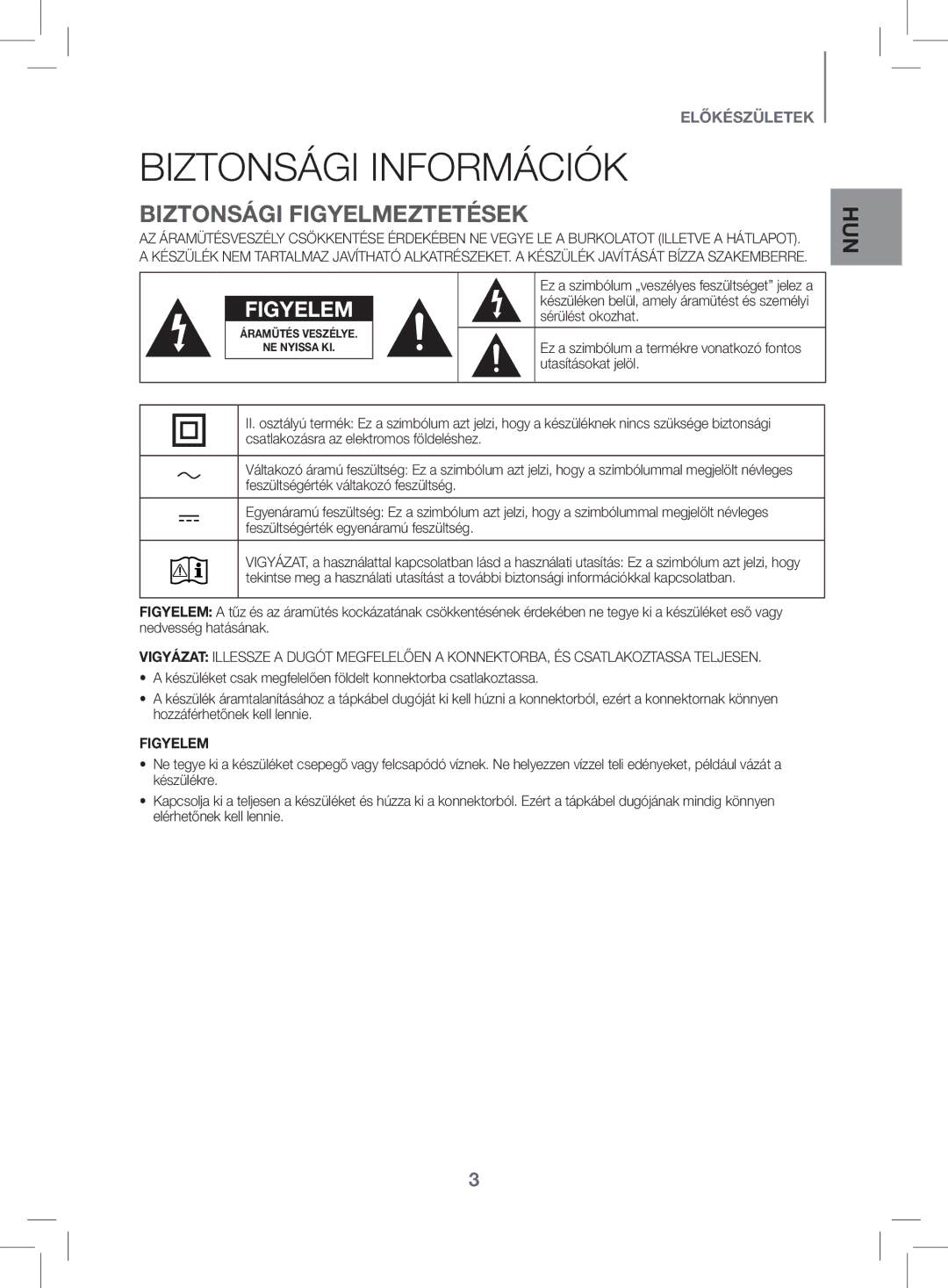 Samsung HW-K470/XN, HW-K470/EN manual Biztonsági Információk, Biztonsági Figyelmeztetések, Sérülést okozhat 