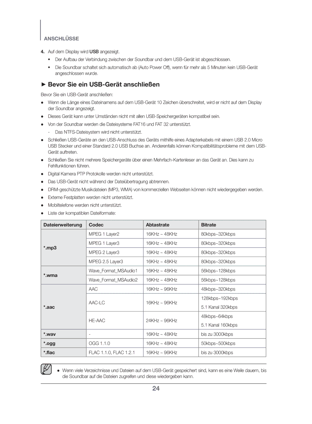 Samsung HW-K470/EN, HW-K470/ZF manual ++Bevor Sie ein USB-Gerät anschließen 