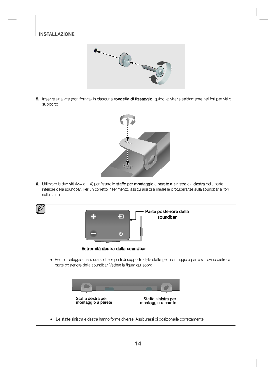 Samsung HW-K470/EN manual Parte posteriore della soundbar. Vedere la figura qui sopra 