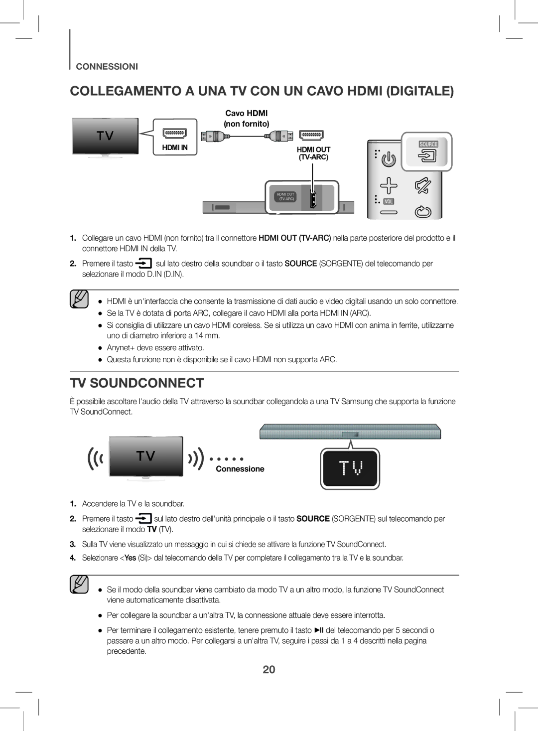 Samsung HW-K470/EN Collegamento a UNA TV CON UN Cavo Hdmi Digitale, TV Soundconnect, Cavo Hdmi non fornito, Connessione 