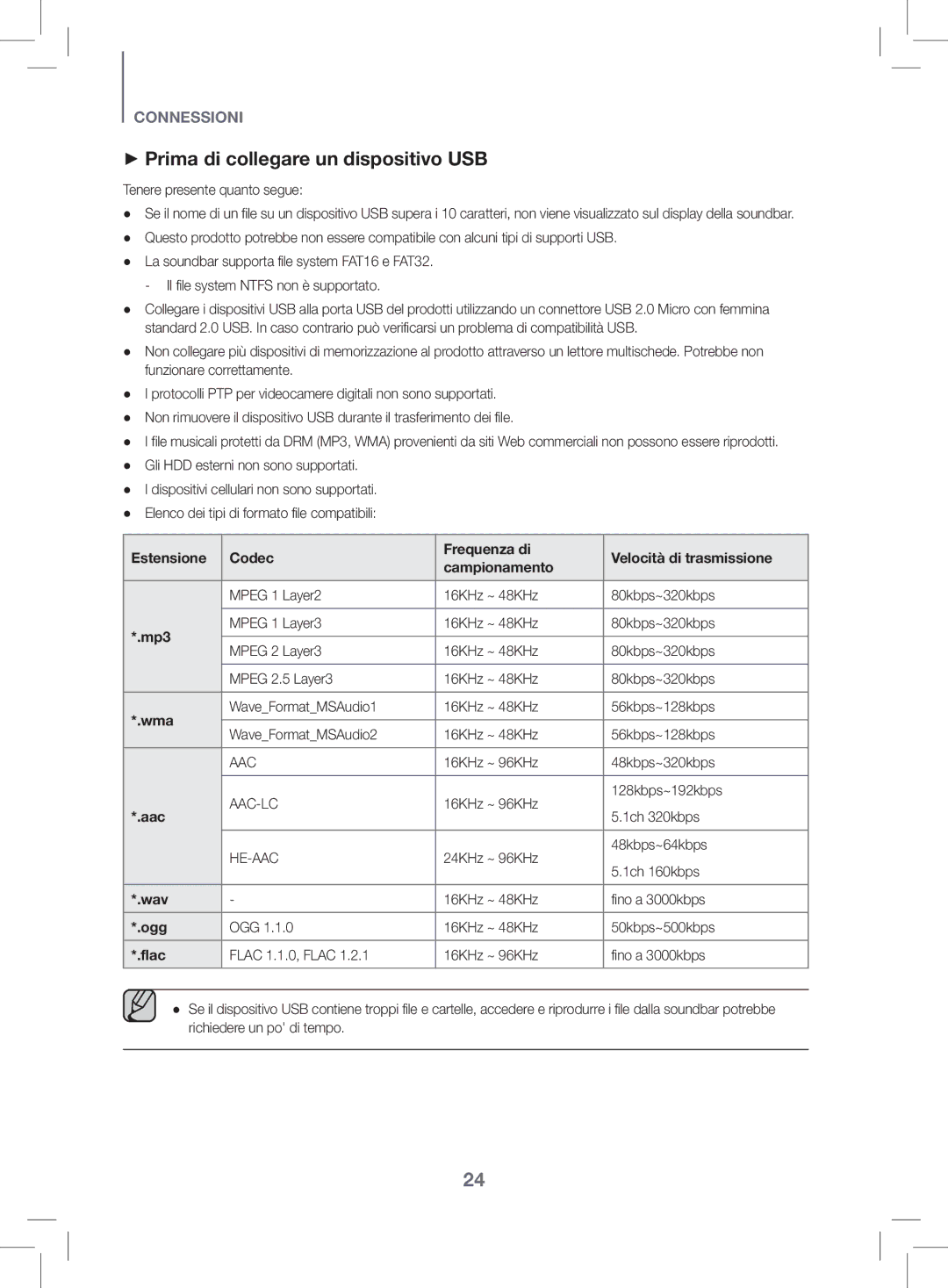 Samsung HW-K470/EN manual ++Prima di collegare un dispositivo USB 