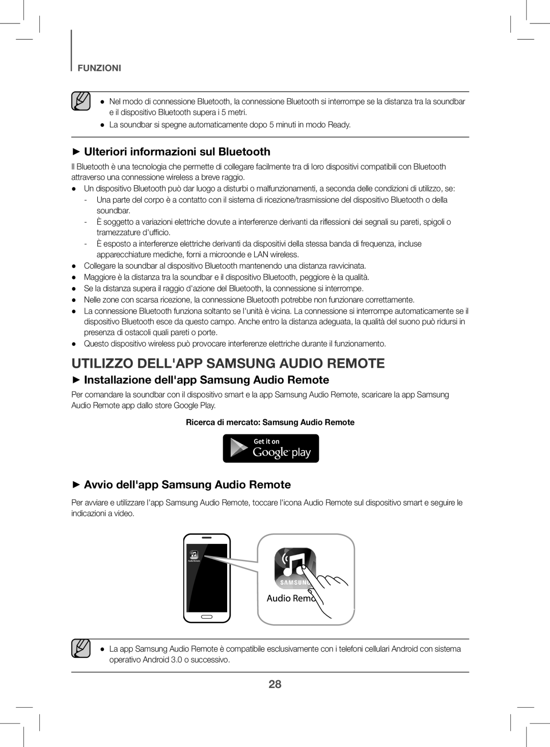 Samsung HW-K470/EN manual ++Ulteriori informazioni sul Bluetooth, ++Avvio dellapp Samsung Audio Remote 