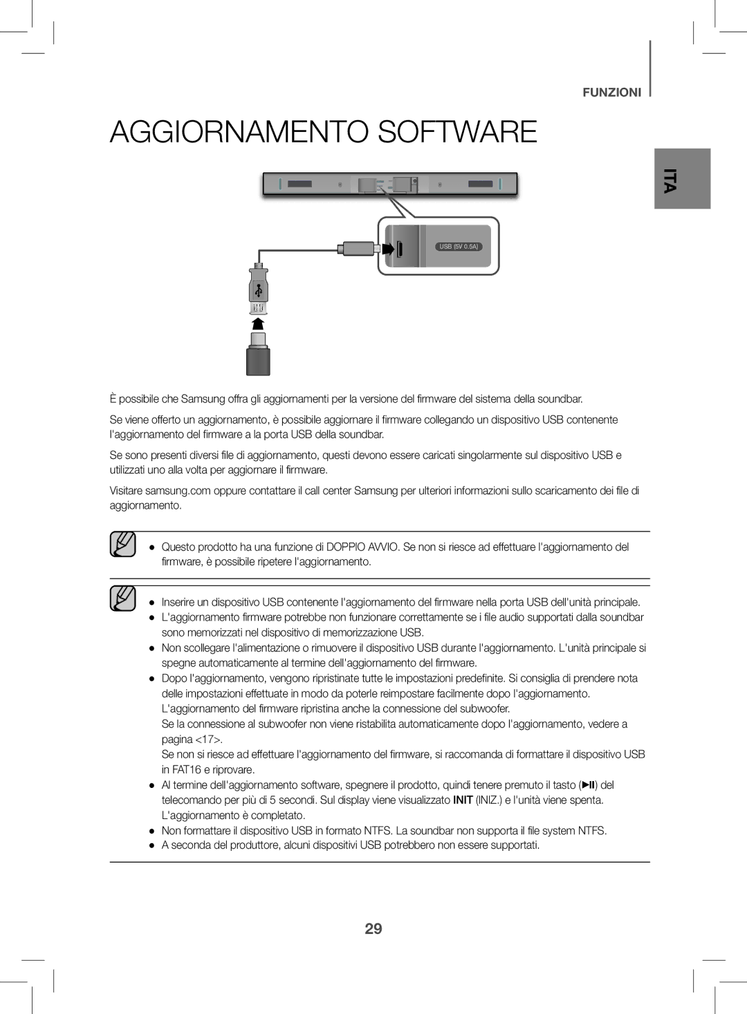 Samsung HW-K470/EN manual Aggiornamento Software 