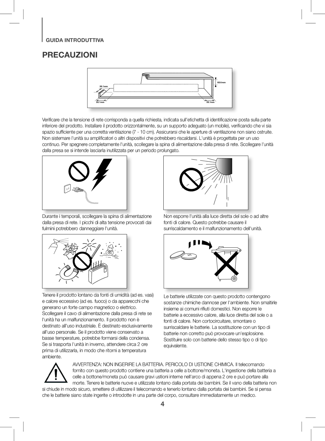 Samsung HW-K470/EN manual Precauzioni 