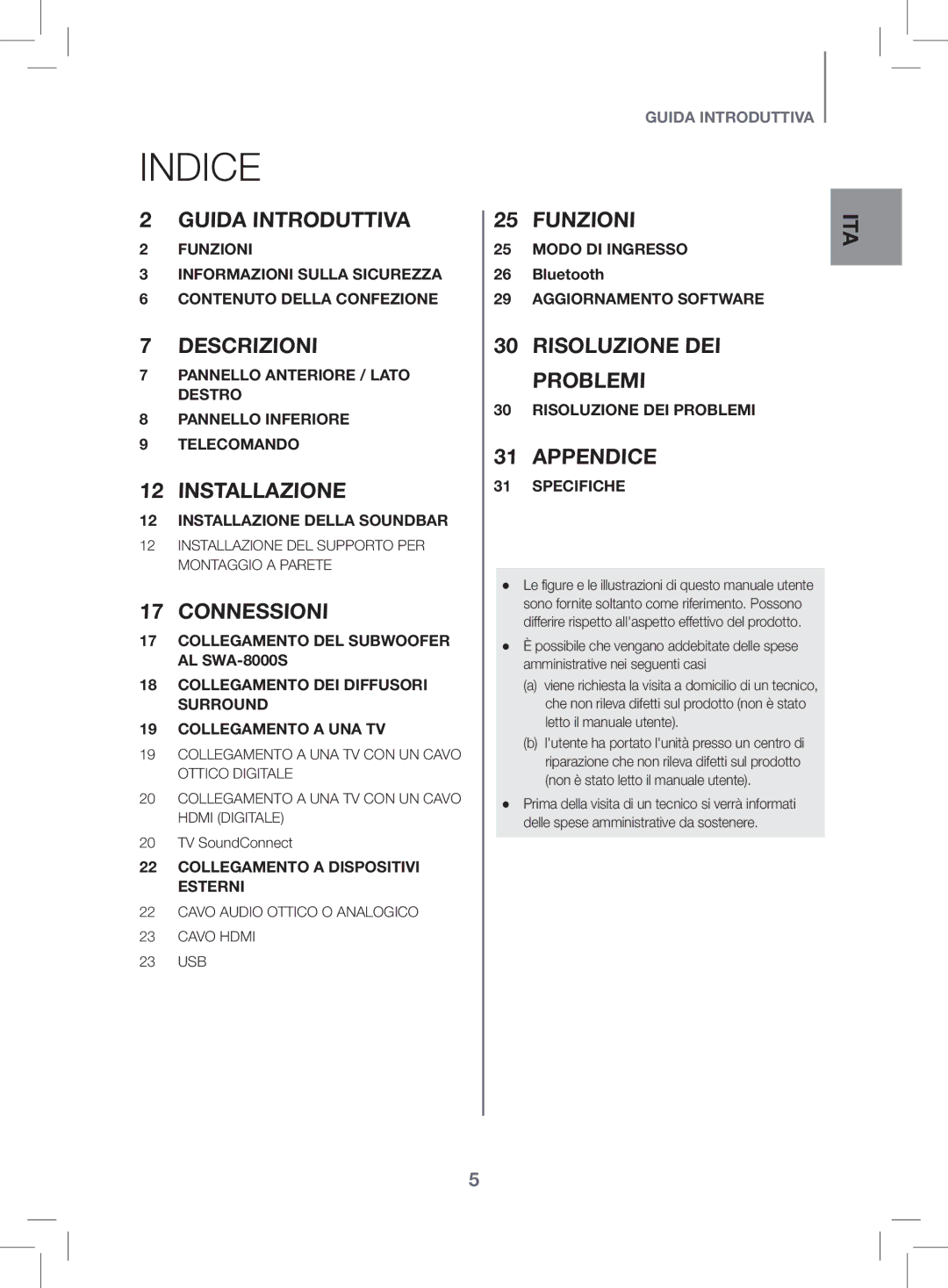 Samsung HW-K470/EN manual Indice, TV SoundConnect, 23 USB 