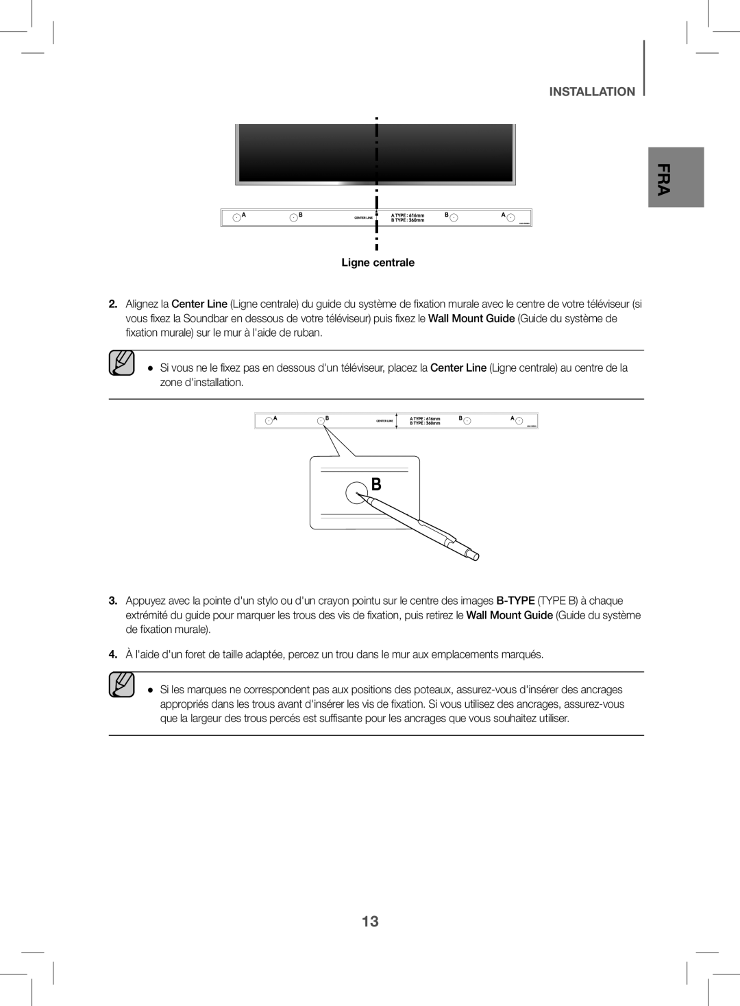 Samsung HW-K470/ZF manual Ligne centrale 