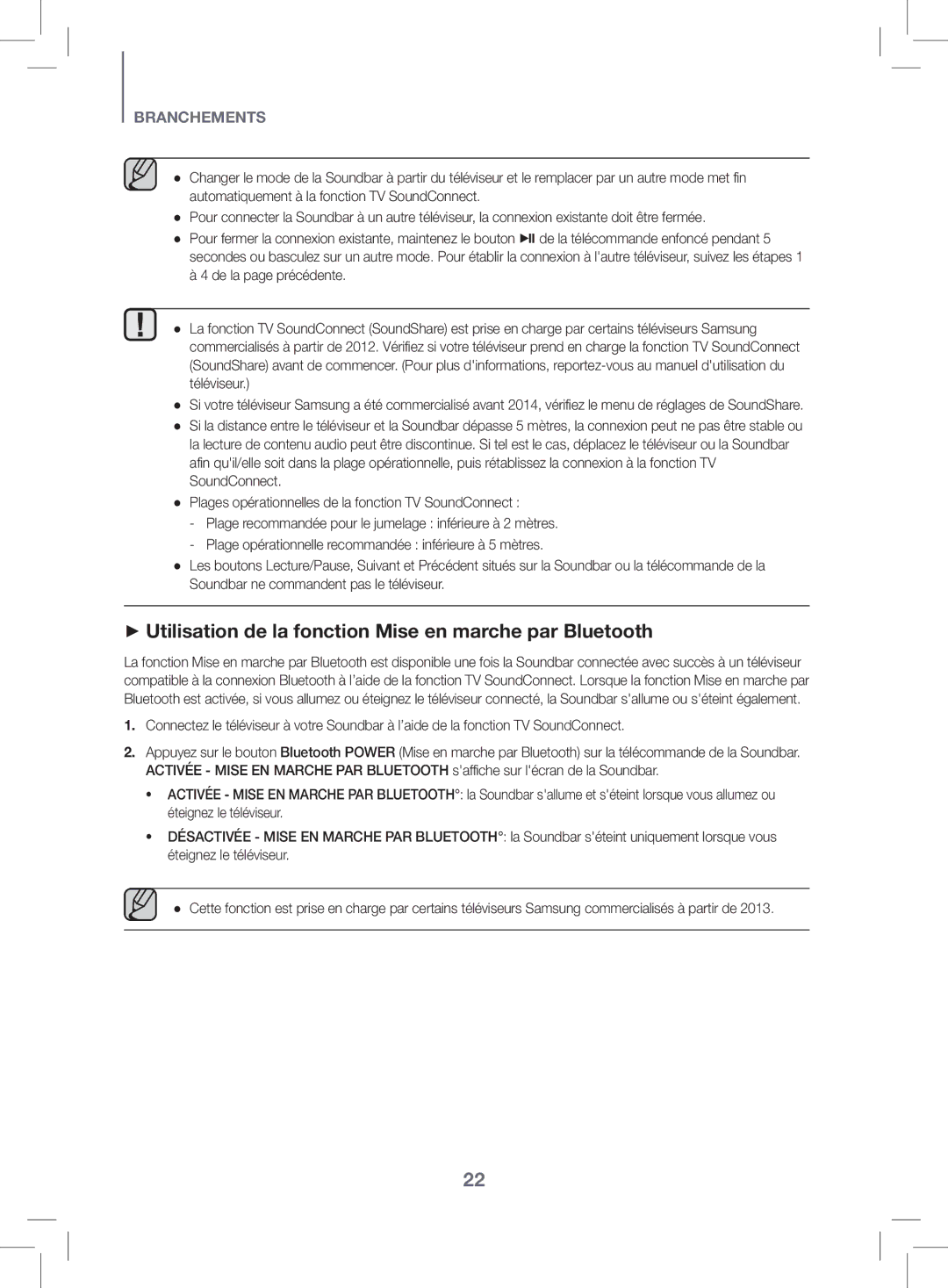 Samsung HW-K470/ZF manual ++Utilisation de la fonction Mise en marche par Bluetooth 