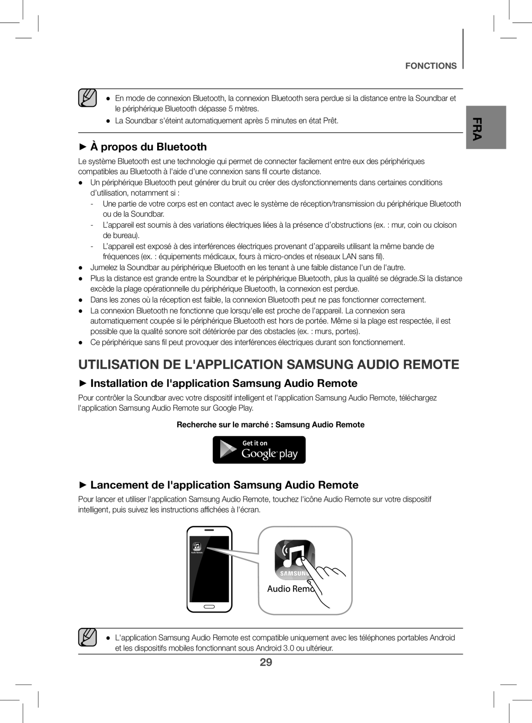 Samsung HW-K470/ZF manual ++À propos du Bluetooth, ++Lancement de lapplication Samsung Audio Remote 