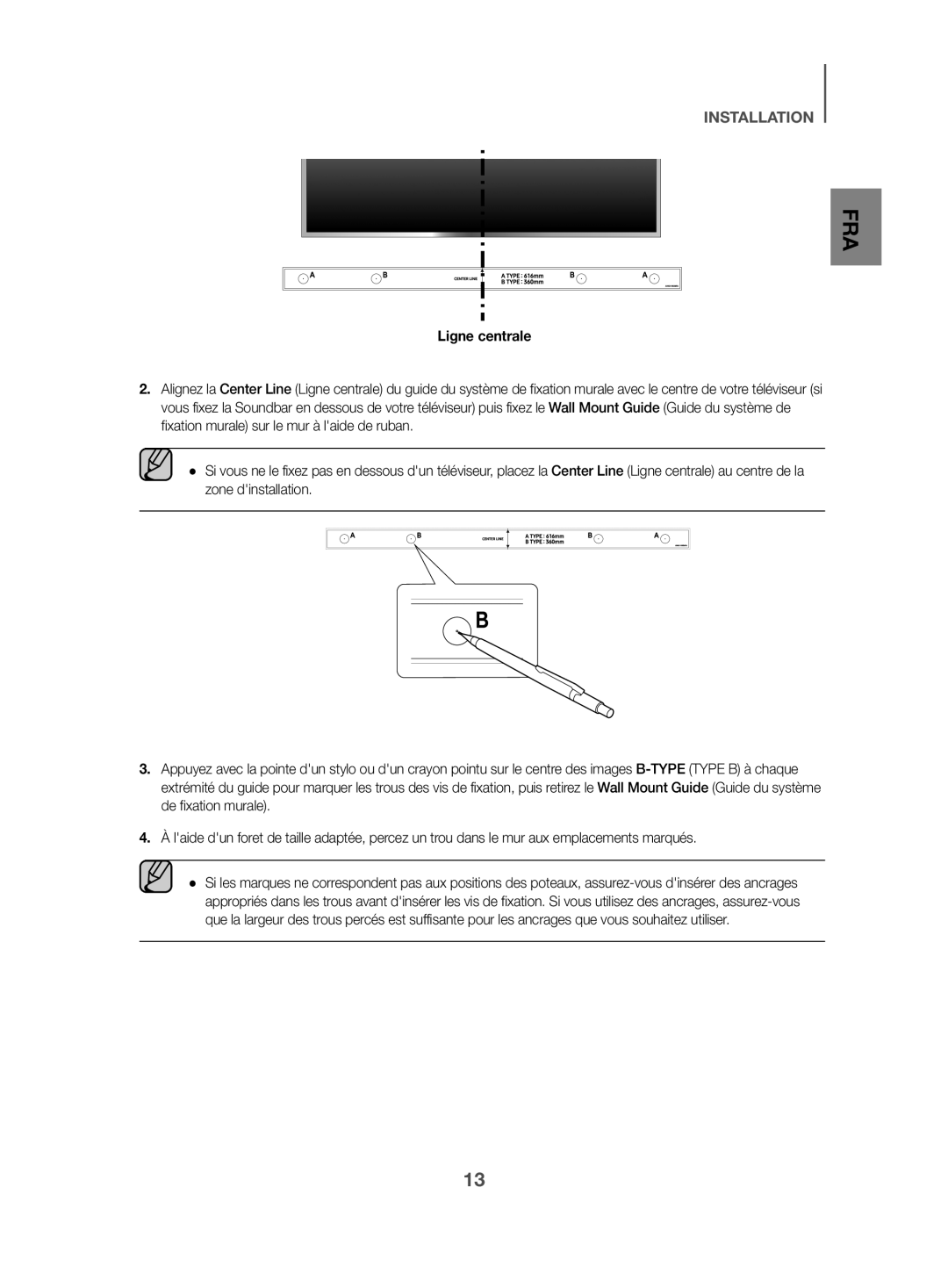 Samsung HW-K470/ZF manual Ligne centrale 