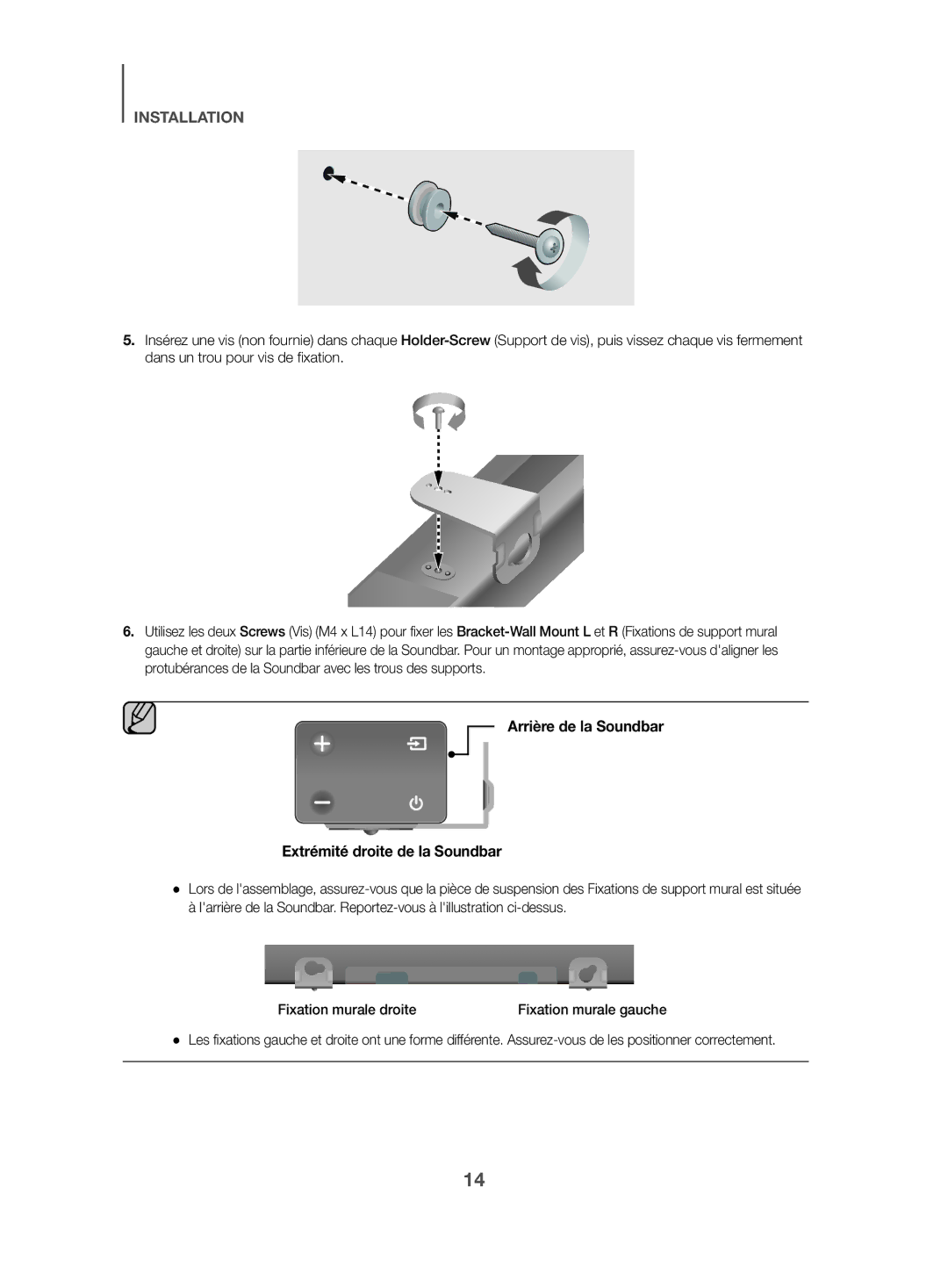 Samsung HW-K470/ZF manual Arrière de la Soundbar Extrémité droite de la Soundbar 